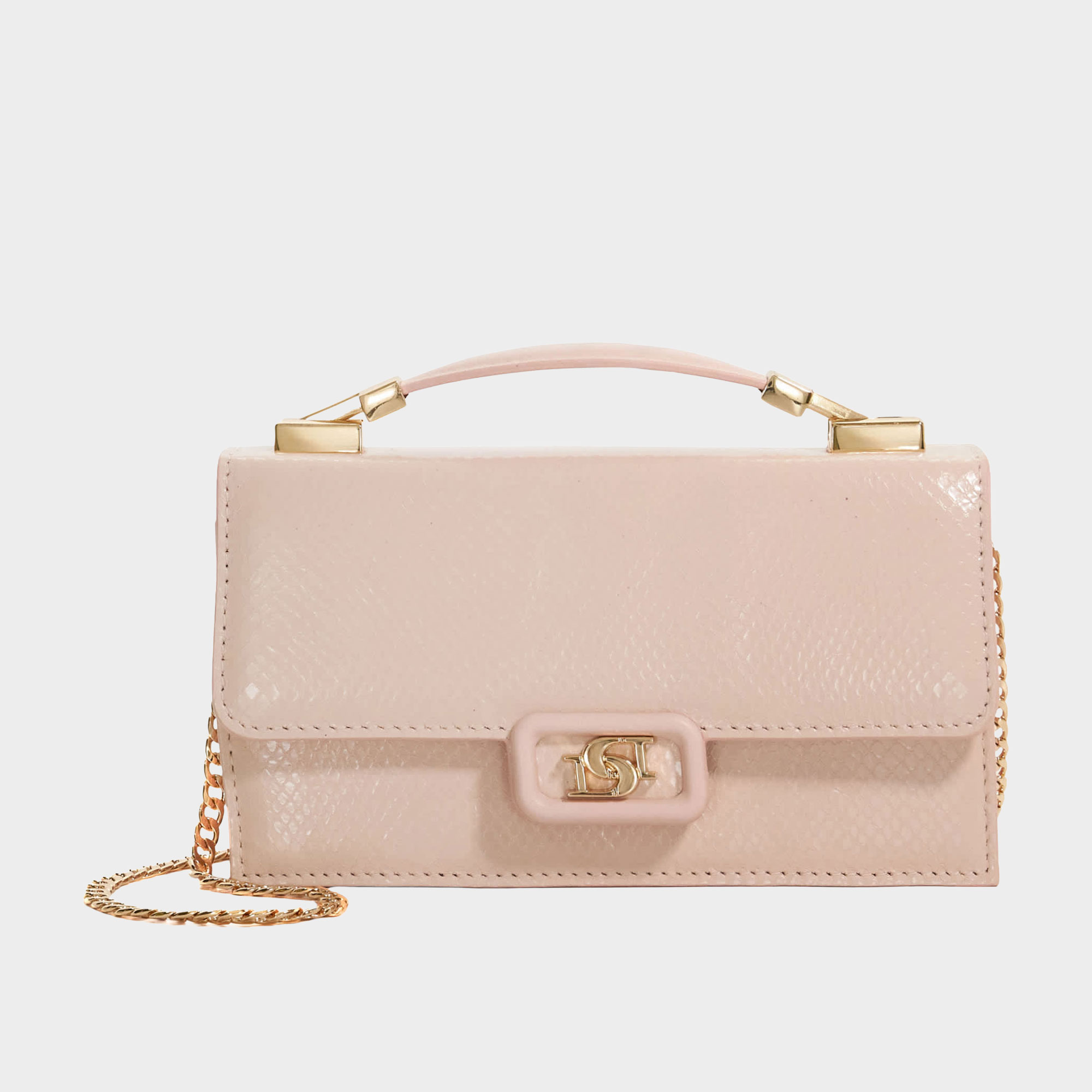 Billed Leather Top Handle Bag