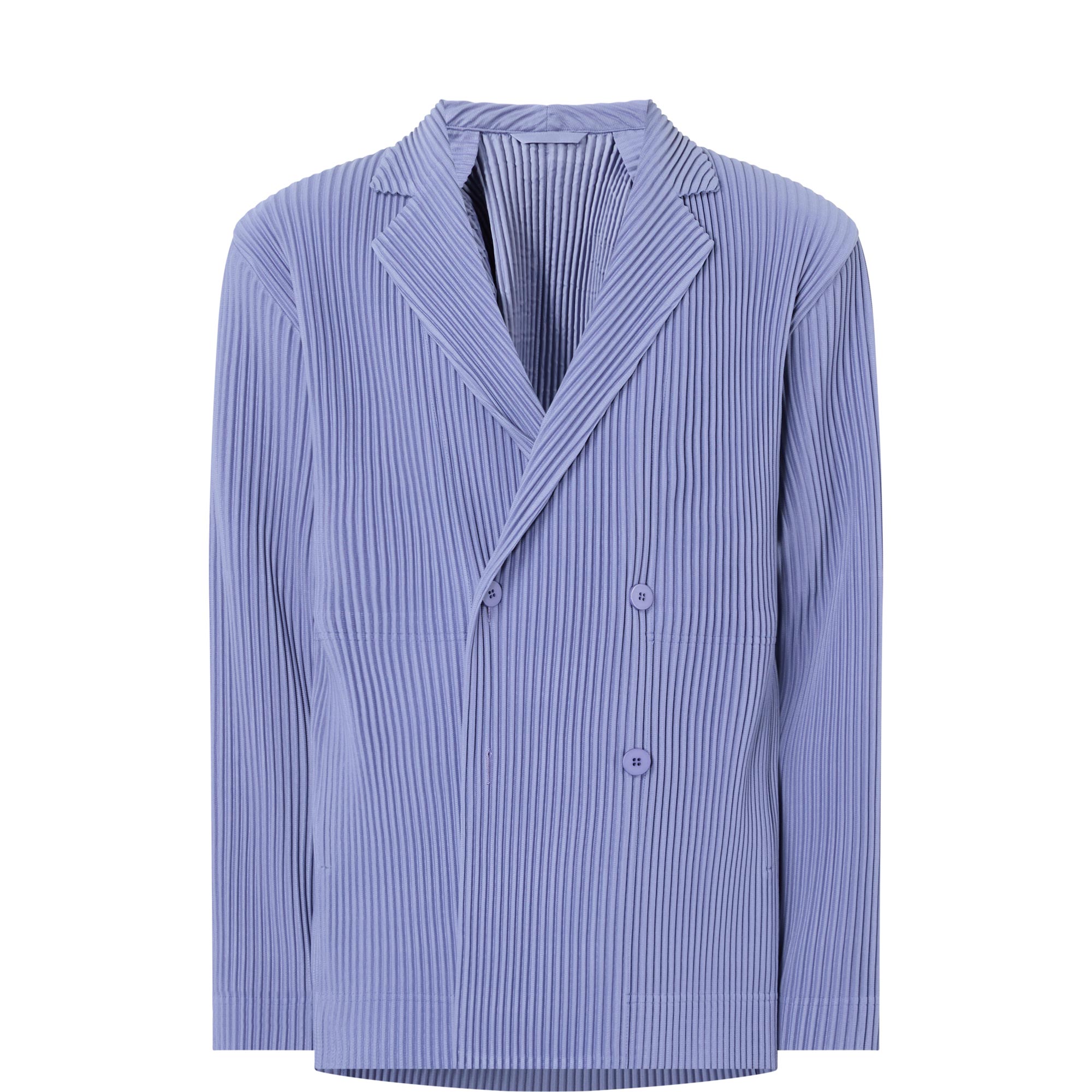 Pleated Double-Breasted Blazer