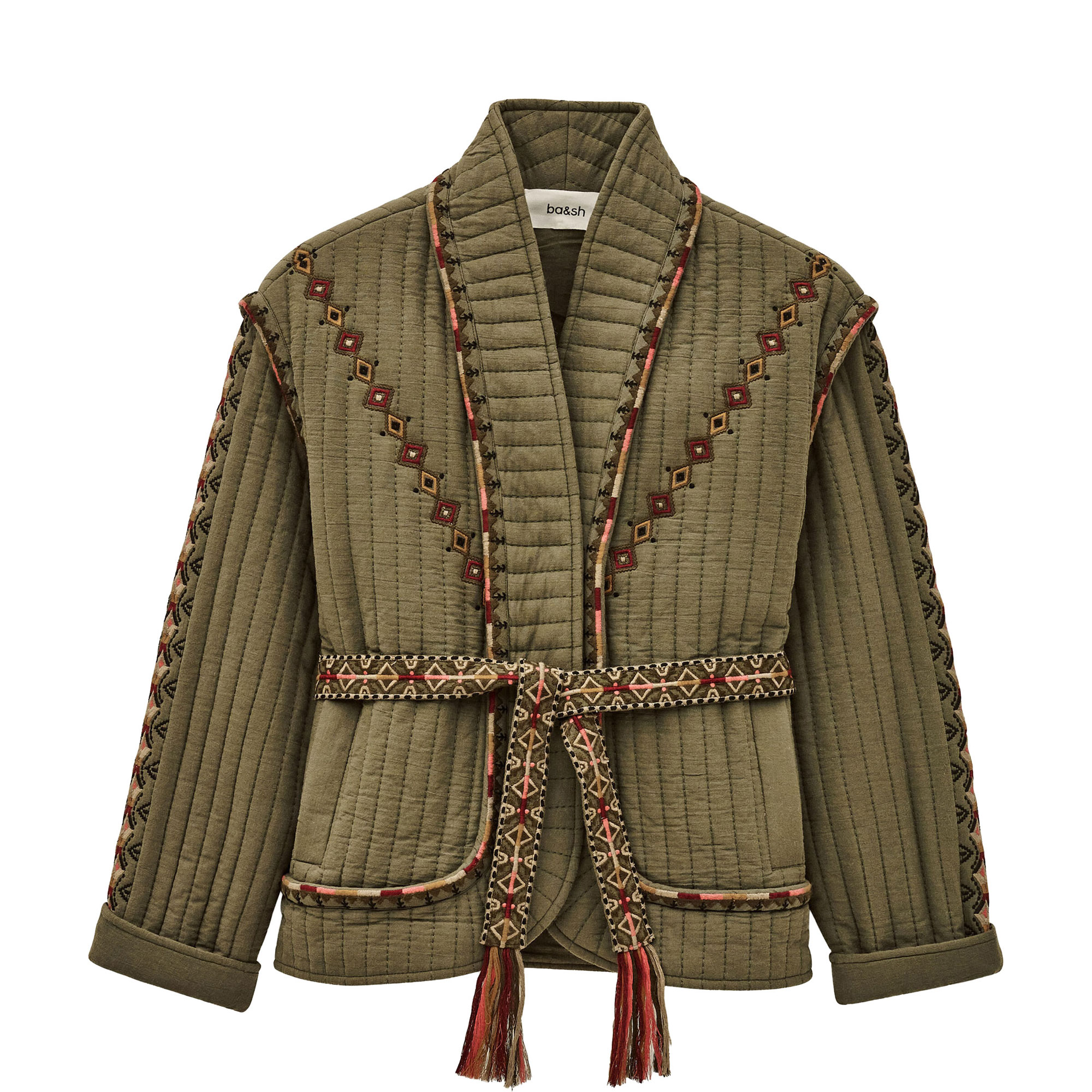 Cocoon Embroidered Belted Jacket