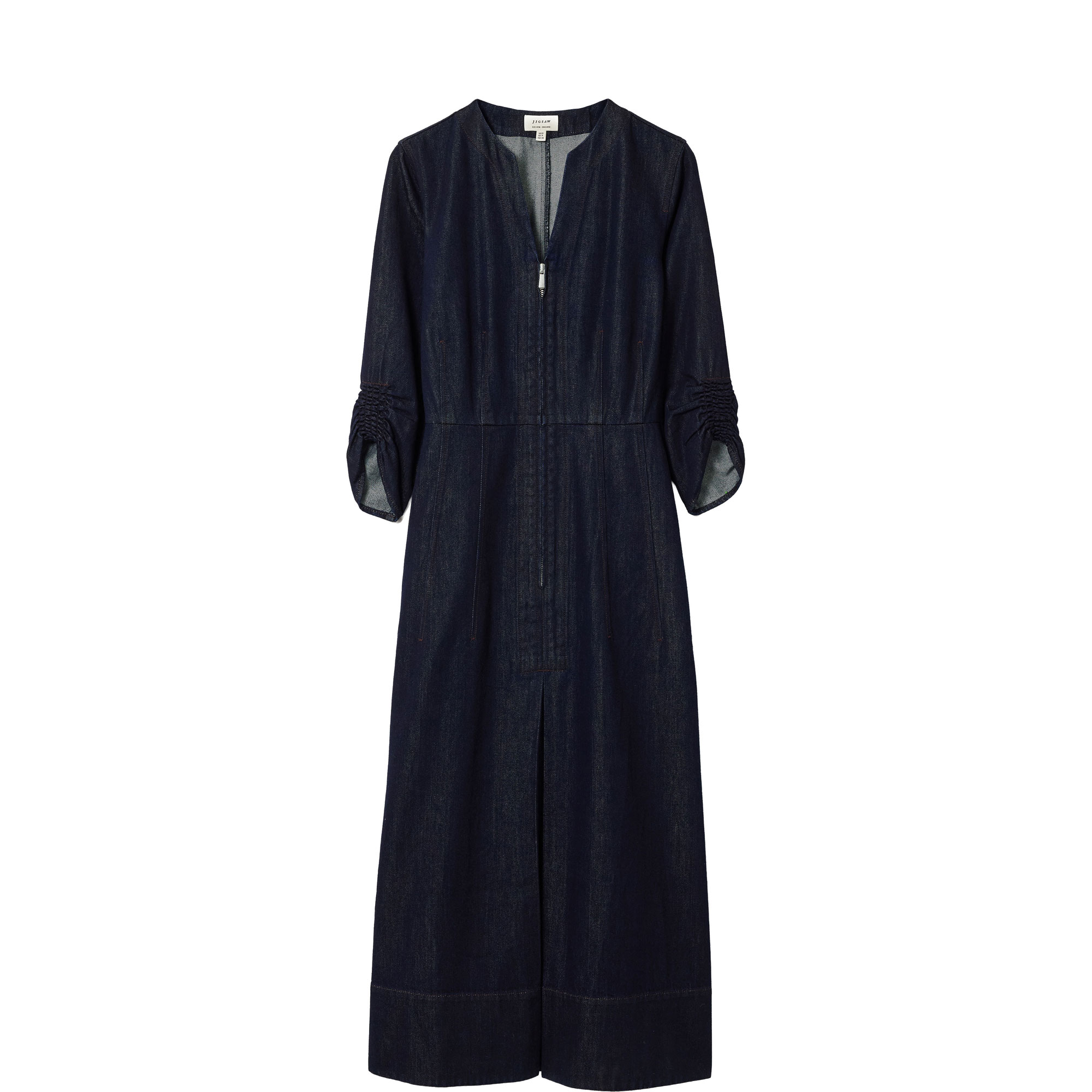 Chambray Zip Flared Dress