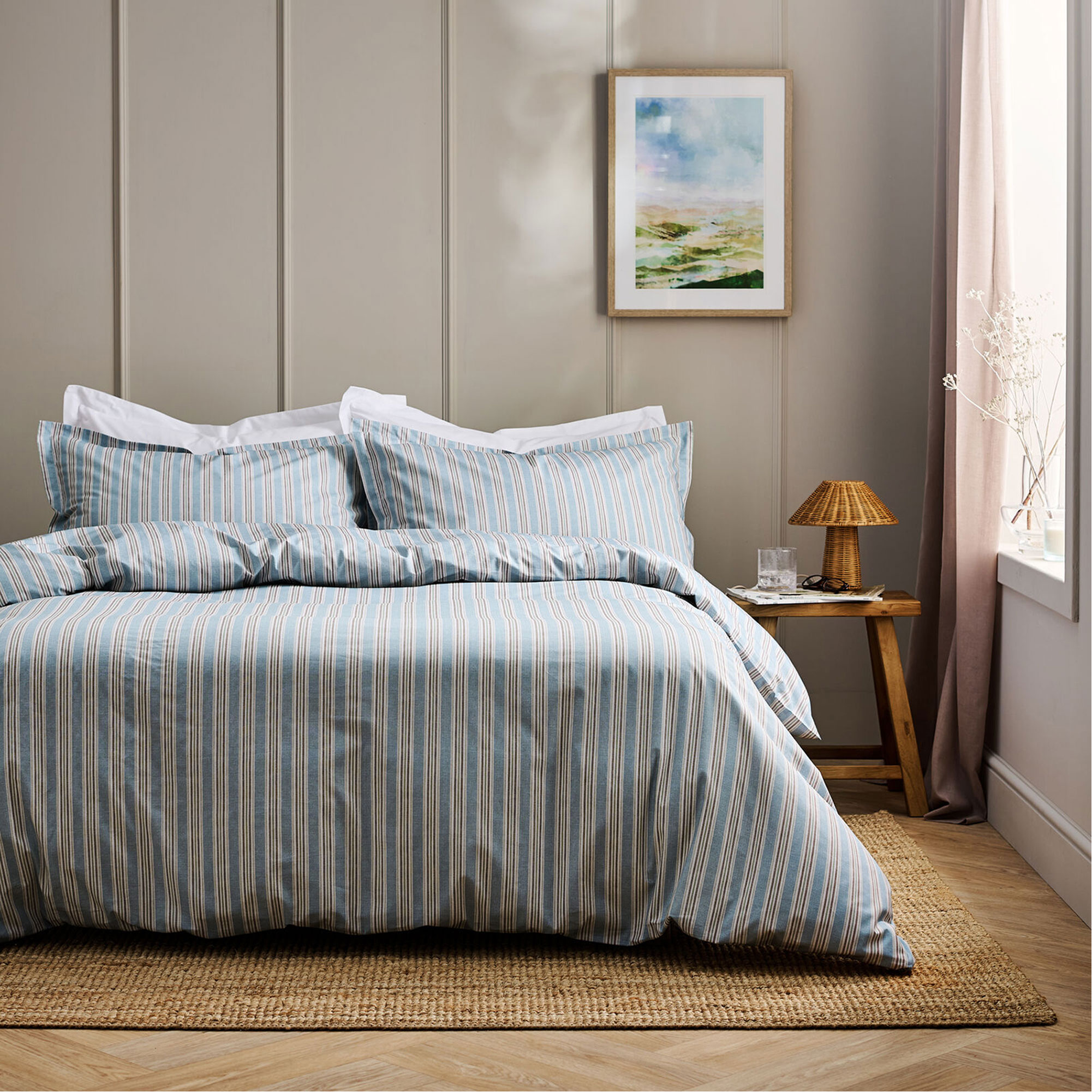 Calder Stripe Duvet Set Navy