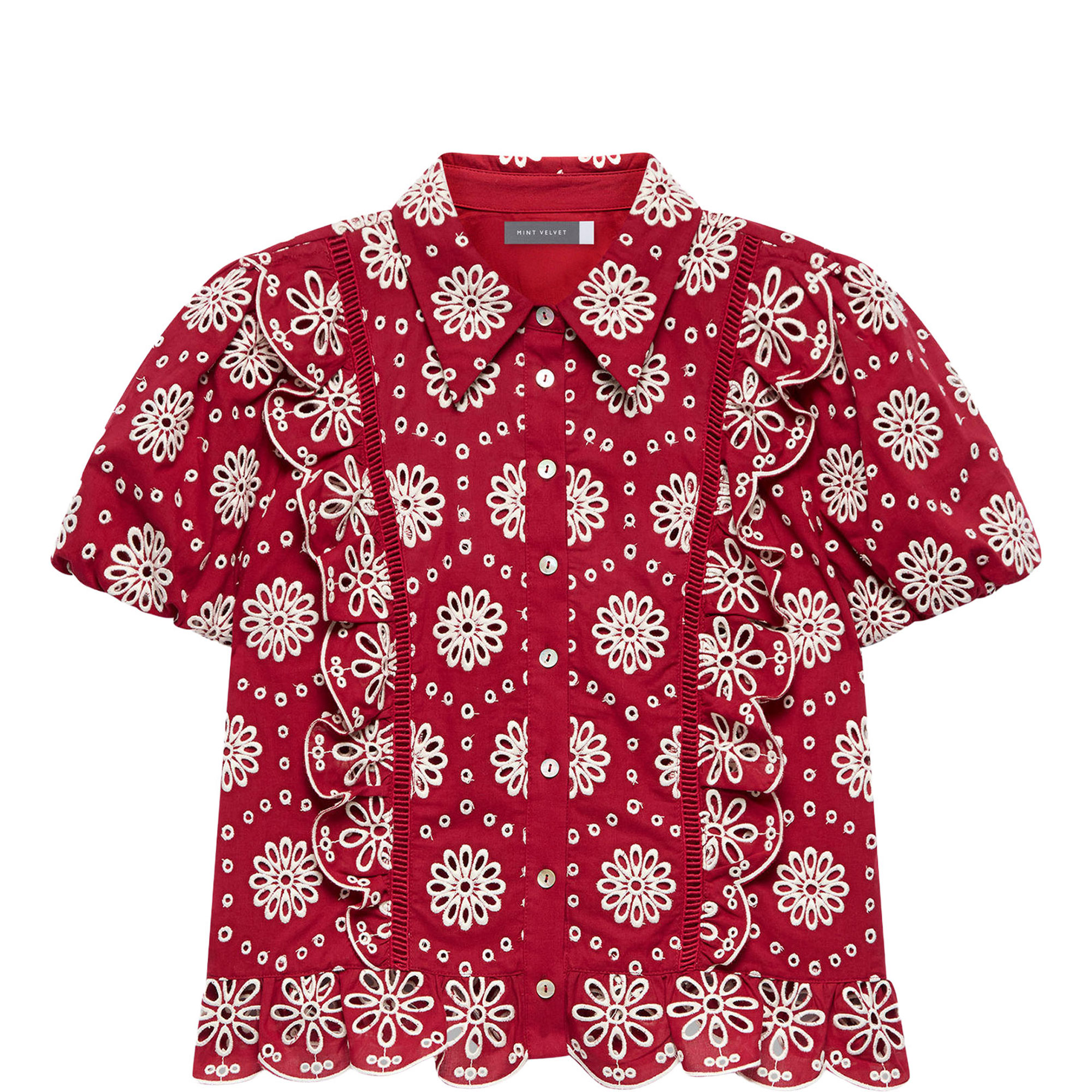 Broderie Scallop Trim Shirt