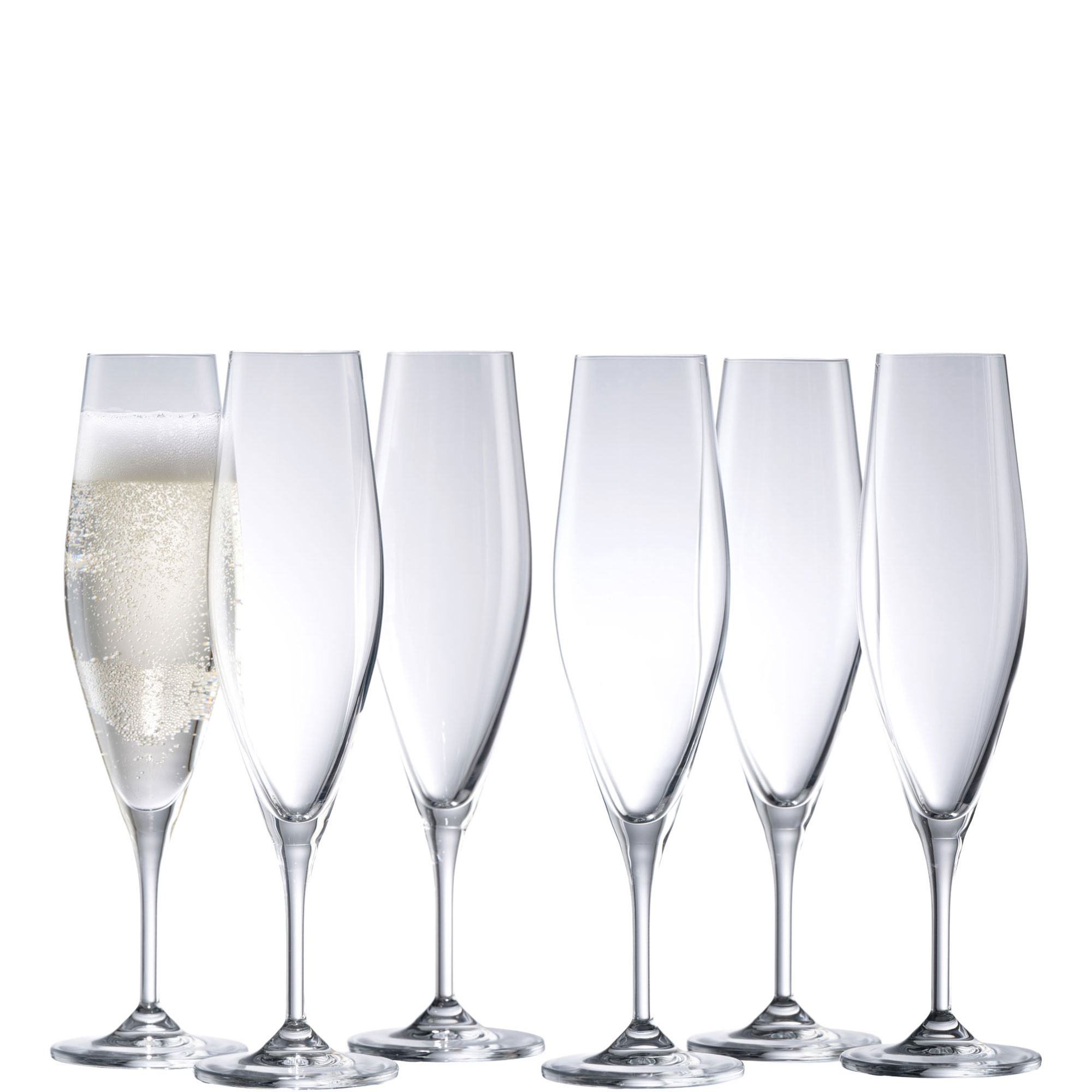 Cheers Party Pack Champagne Prosecco Flutes 210ml, Set of Six