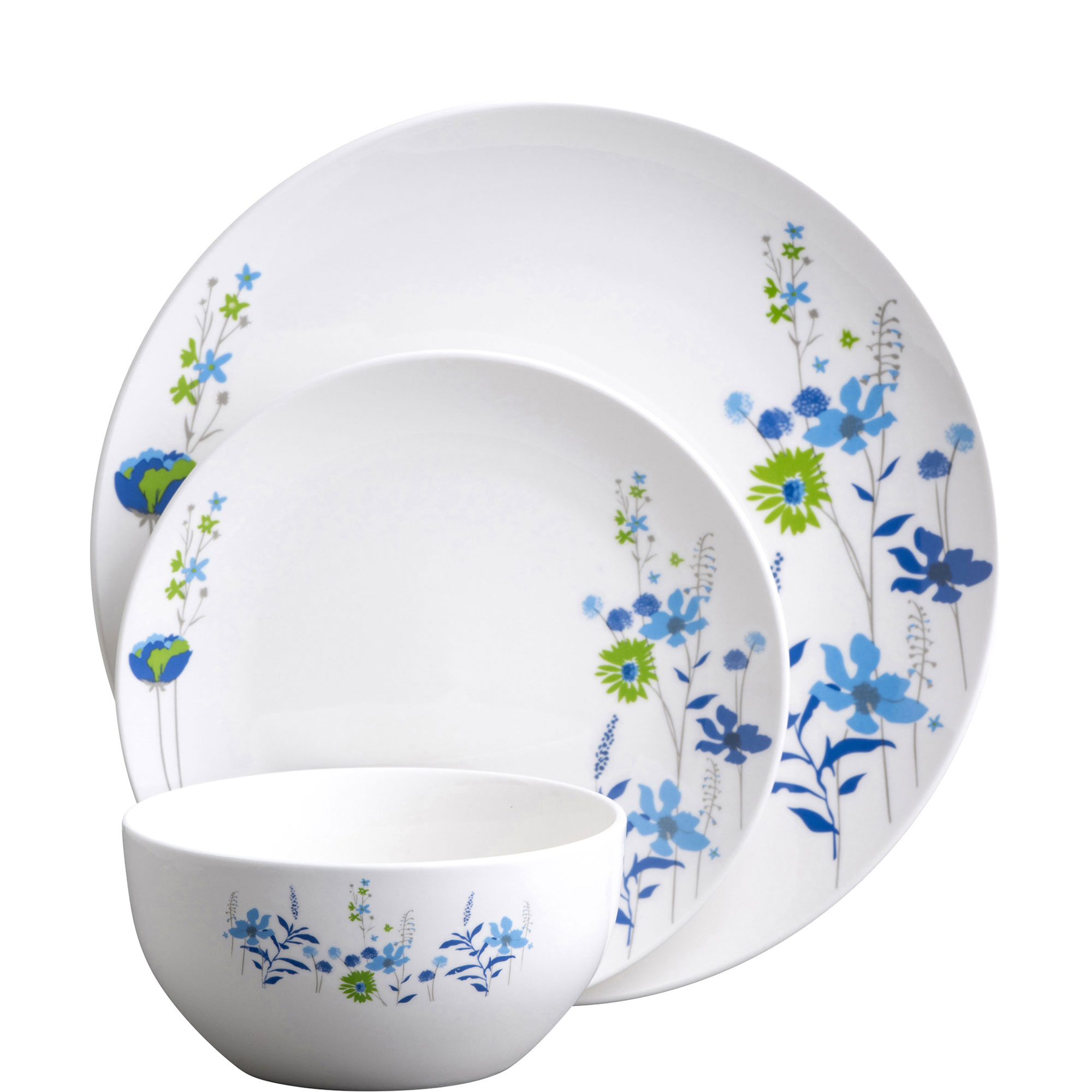 Indigo Bloom 12-Piece Dinnerware Set