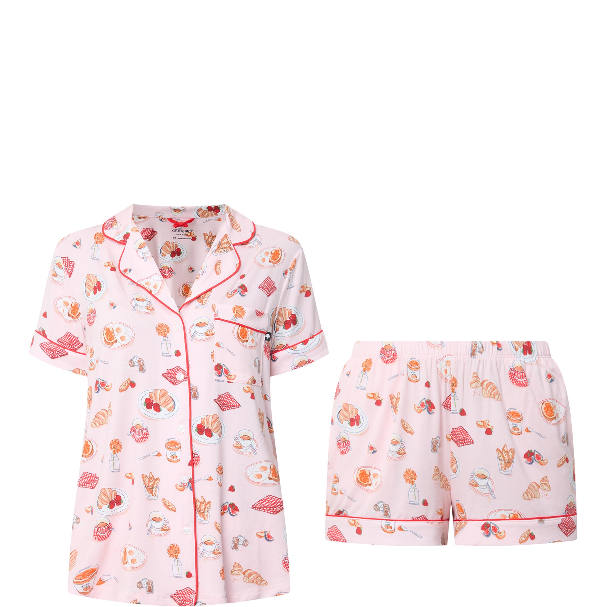 Breakfast Print Shorts Pyjama Set