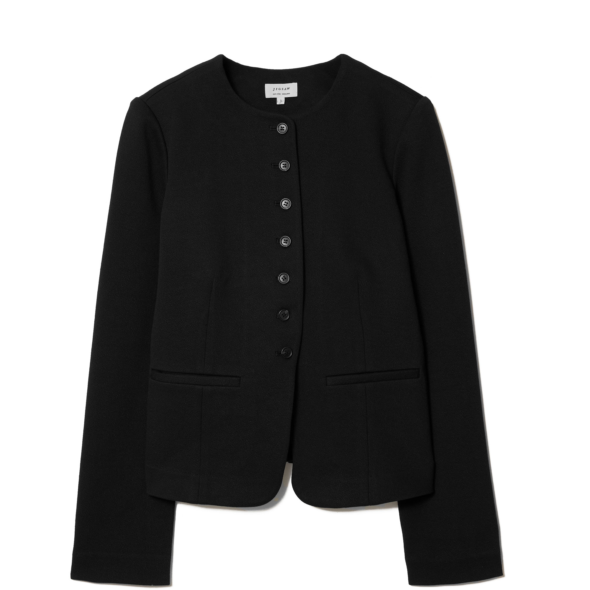 Collarless Single-Breasted Blazer