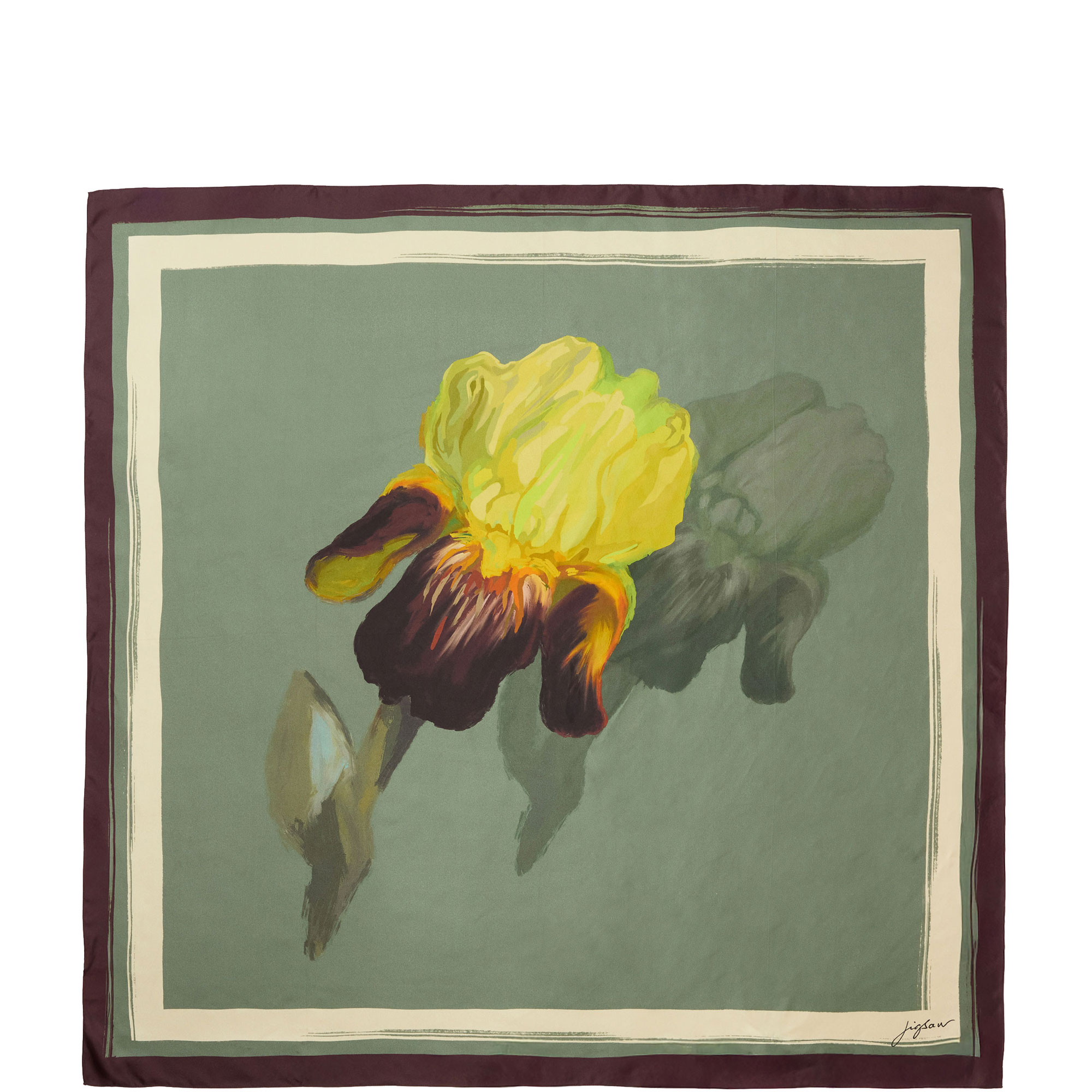 Iris Floral Silk Square Scarf