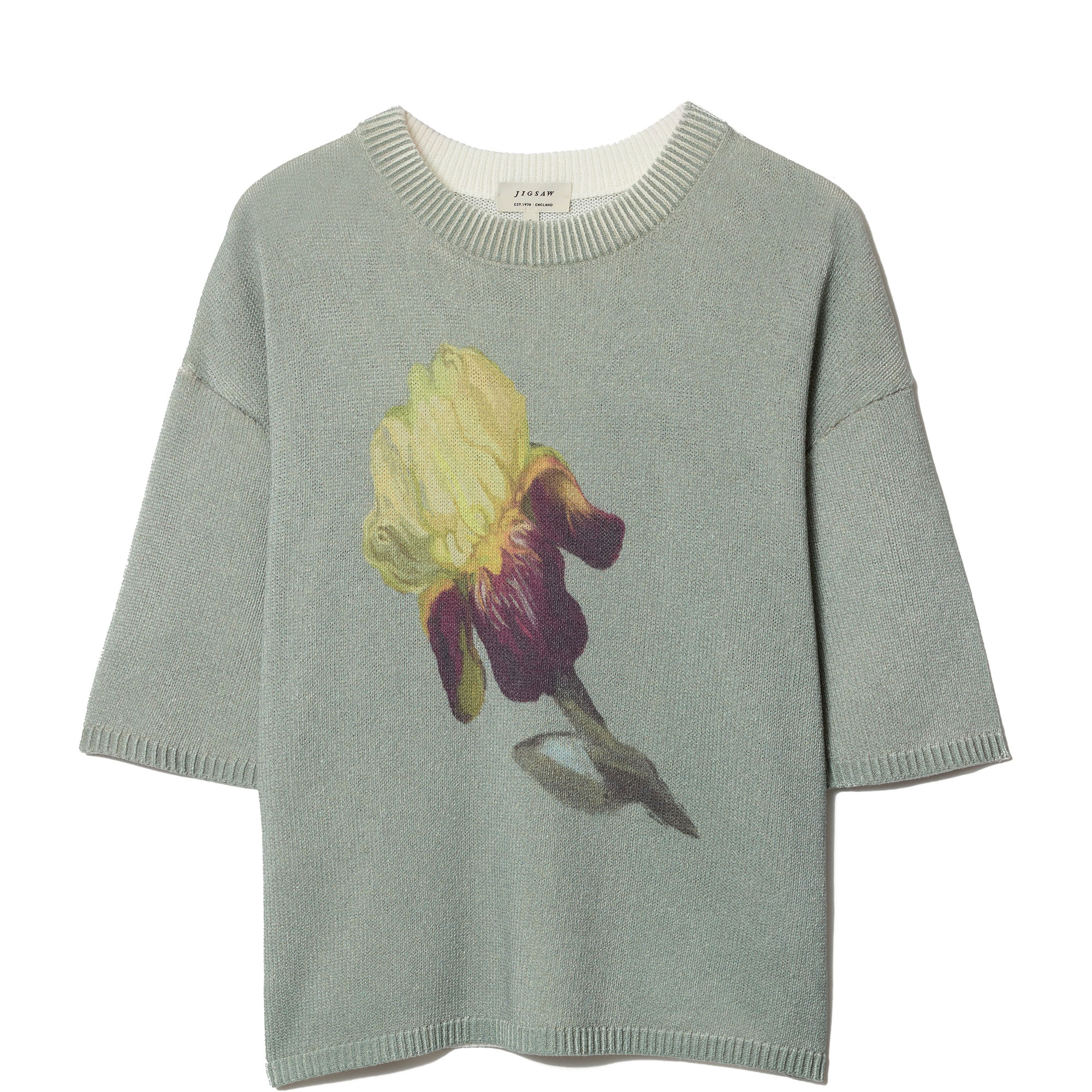 Painted Iris Floral Knitted Sweater
