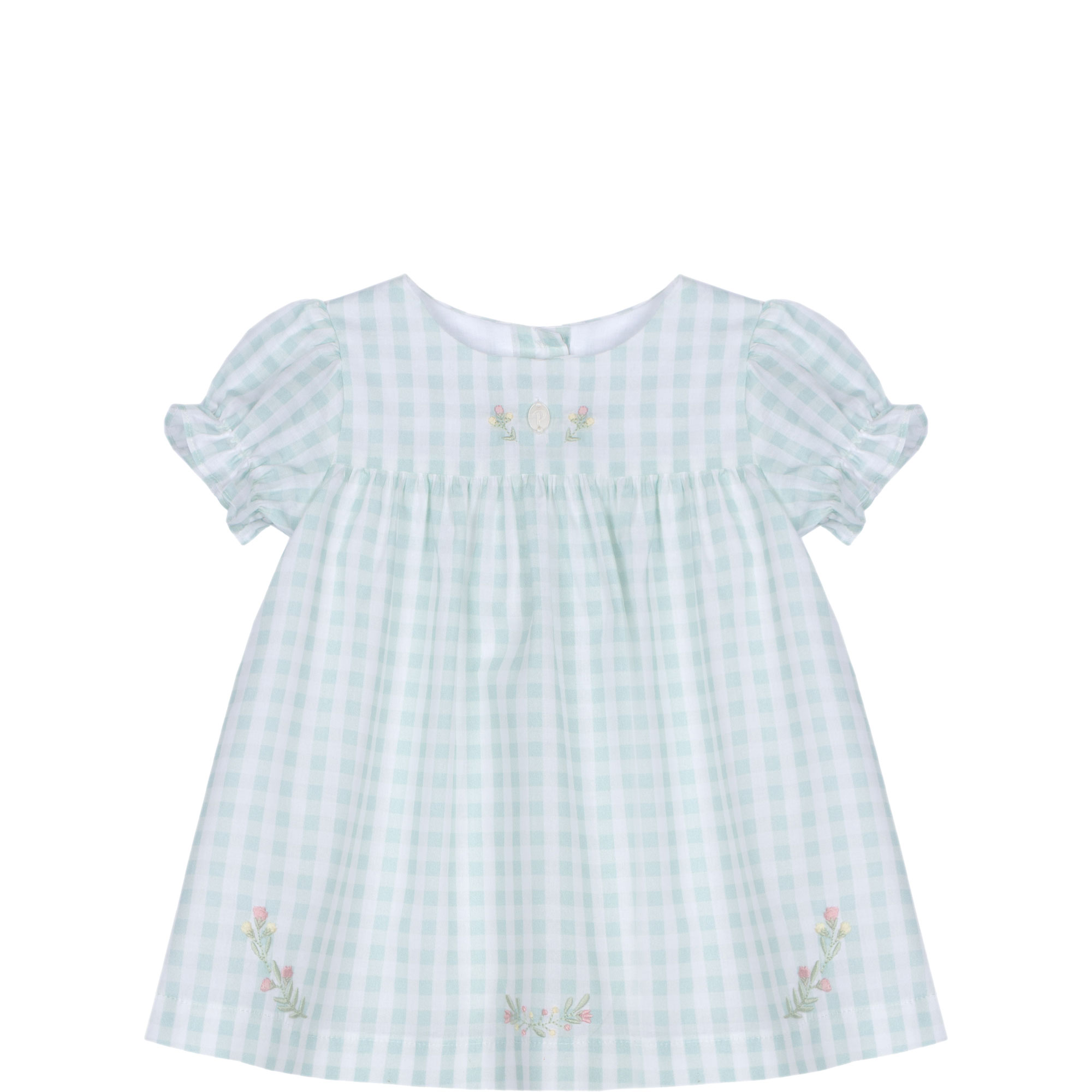 Floral Embroidery Logo Check Dress