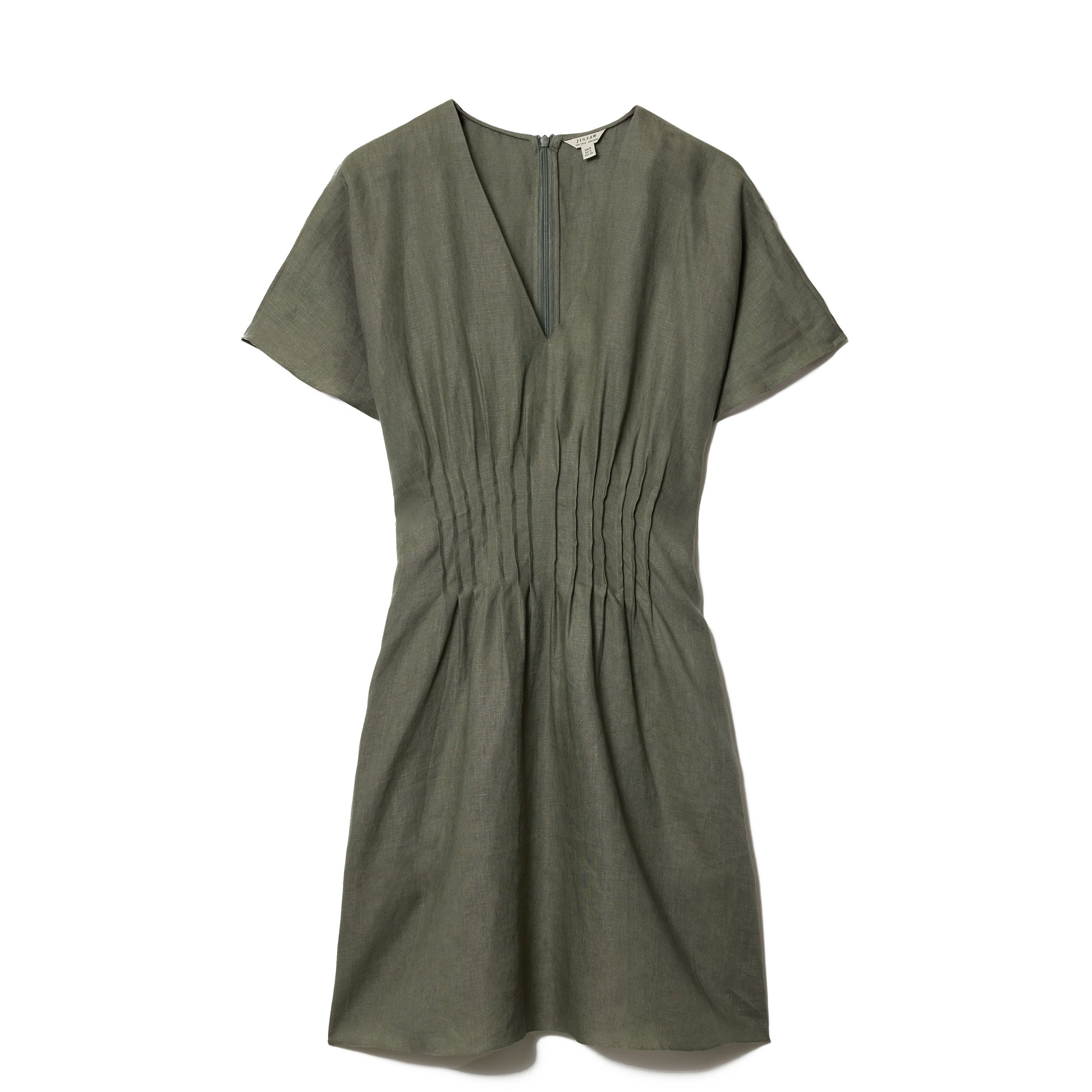 Pintuck Linen Mini Flared Dress