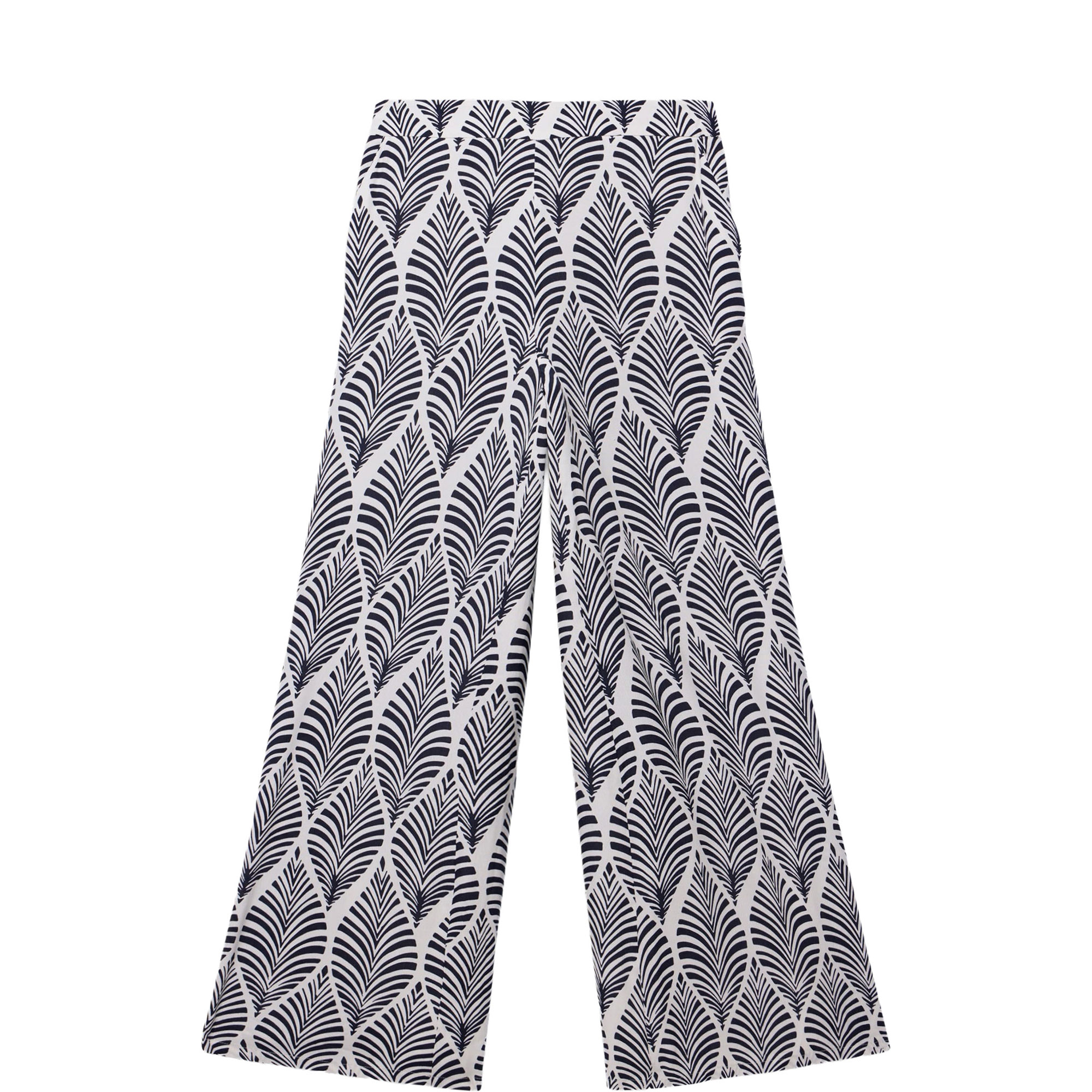 Leaf Print Wide Trousers