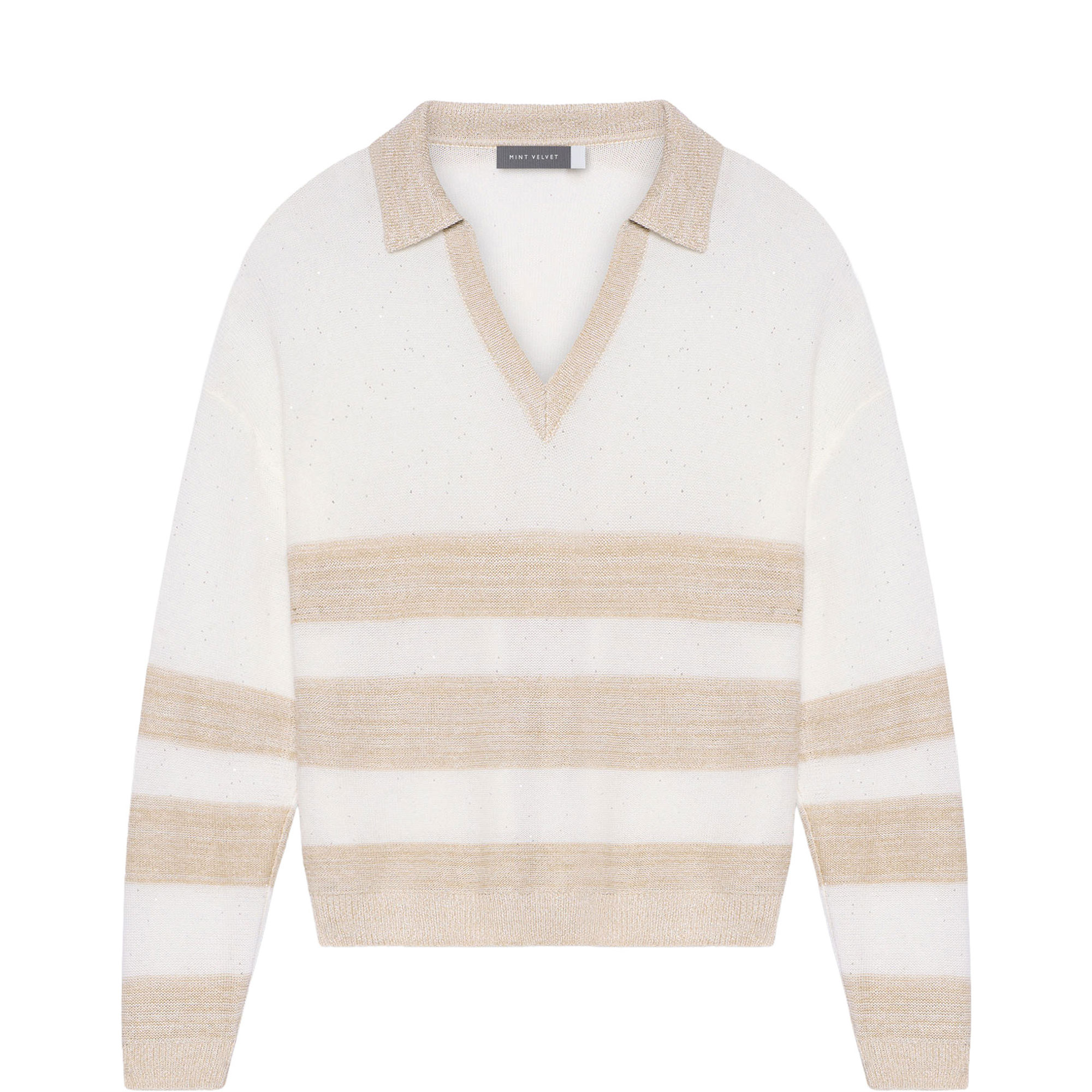 Striped Knitted Polo Sweater