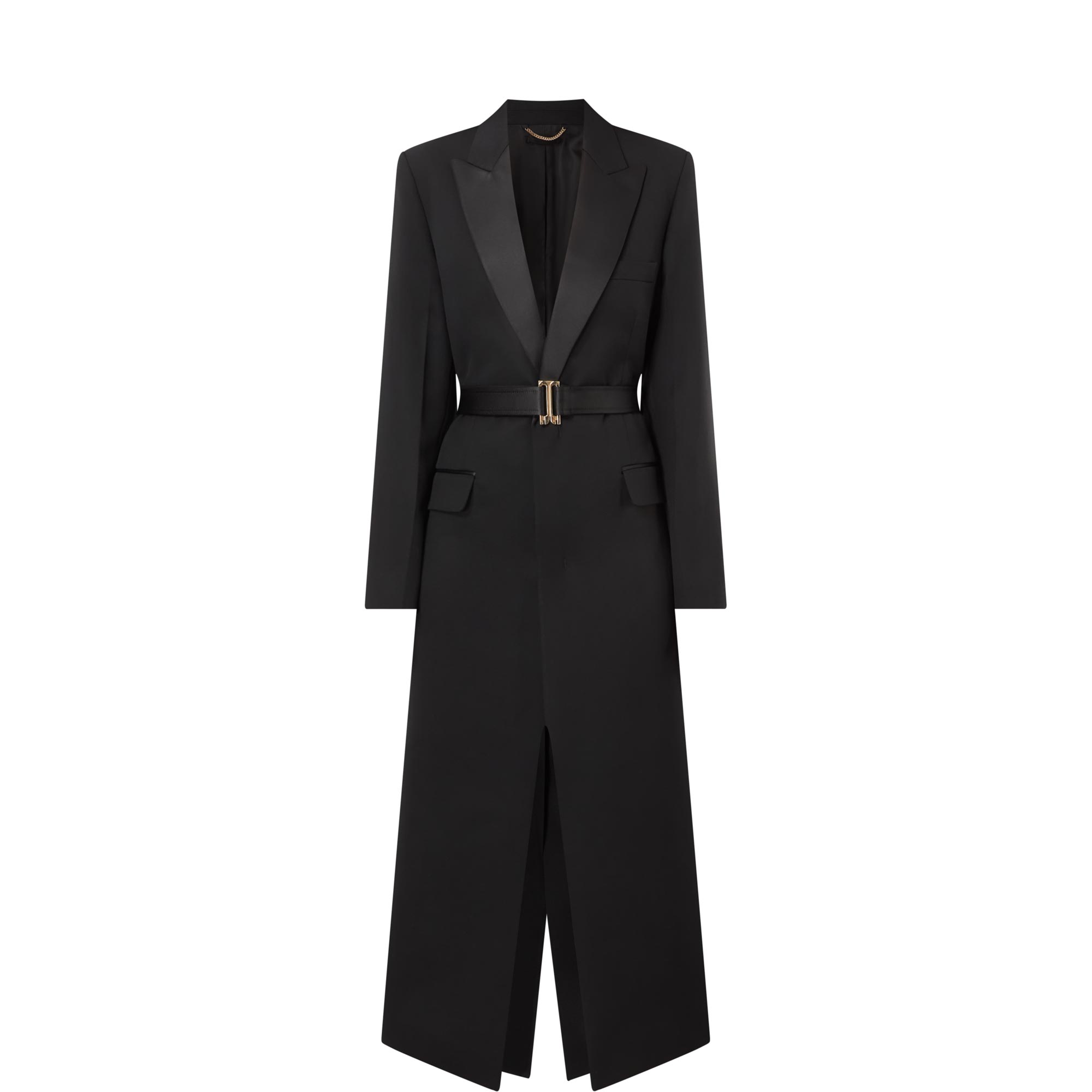 Belted Tailored Tuxedo Coat