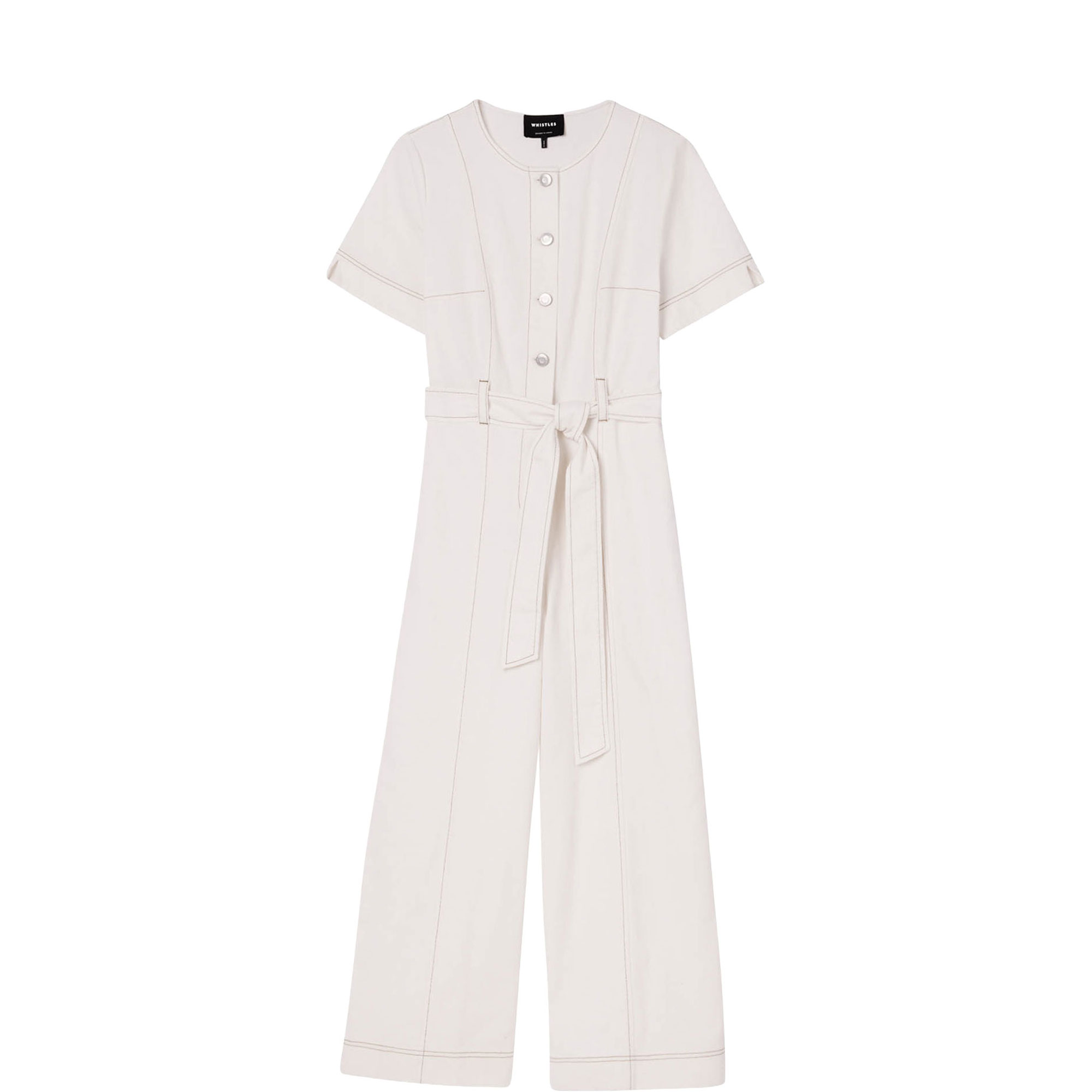 Button Front Wide Leg Jumpsuit