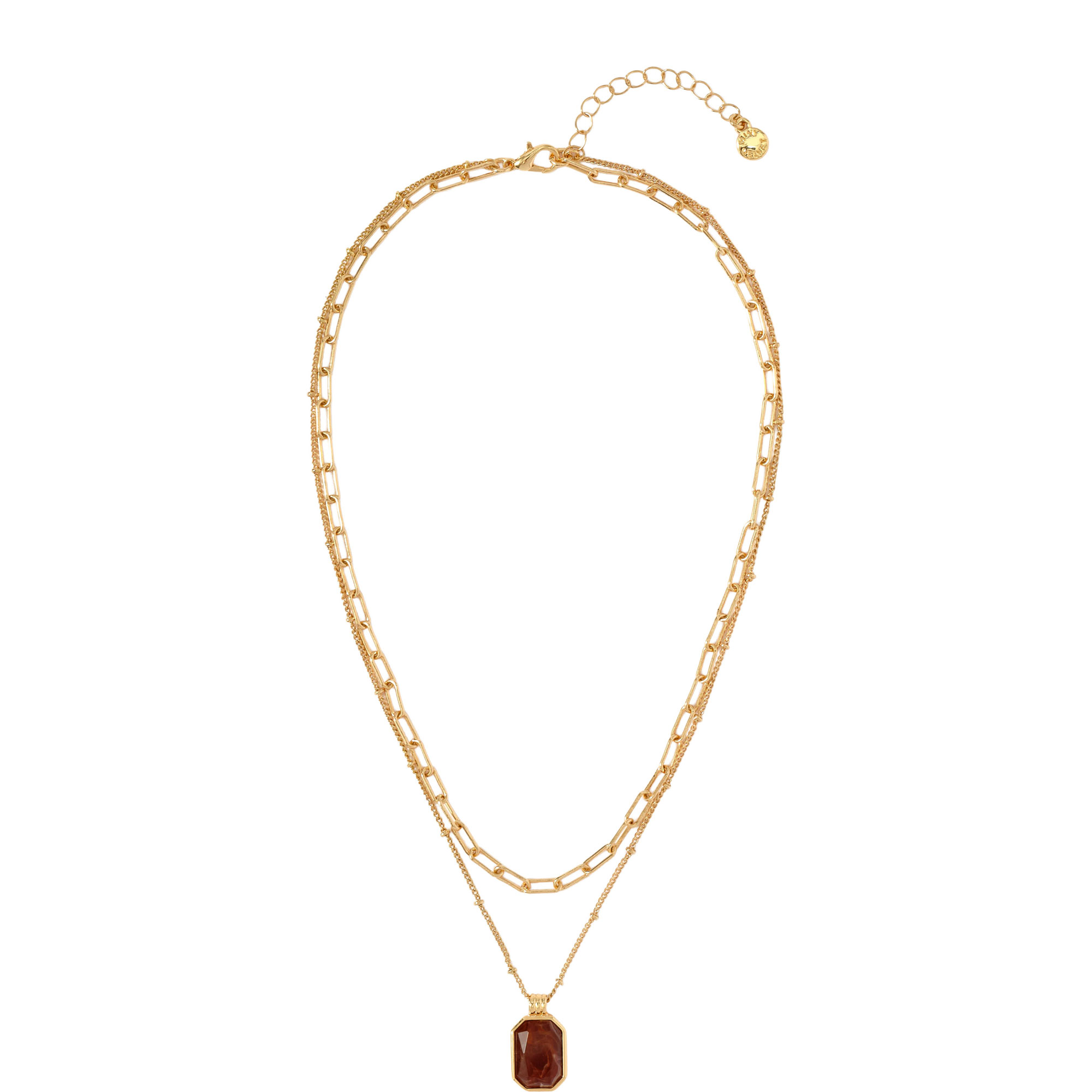 Double Layer Stone Pendant Necklace