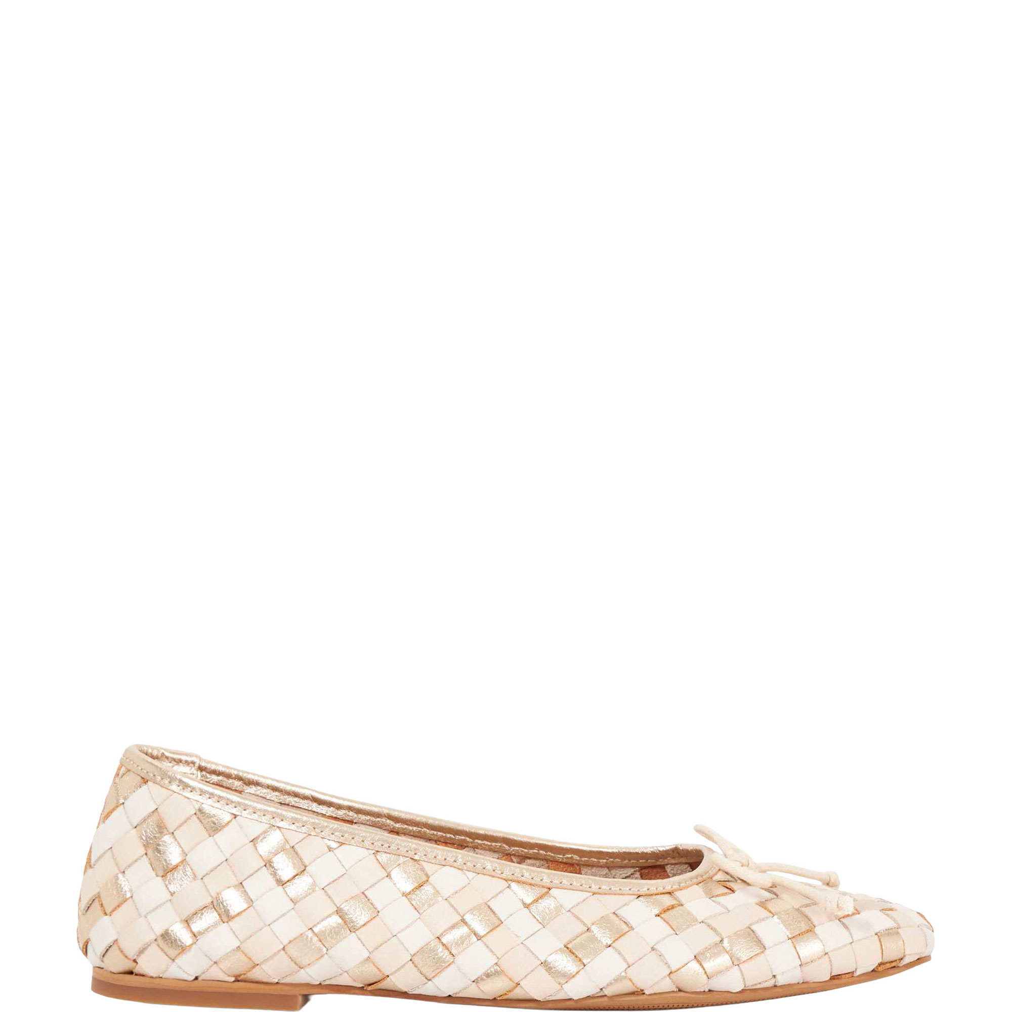 Heat Woven Leather Bow Ballet Flats