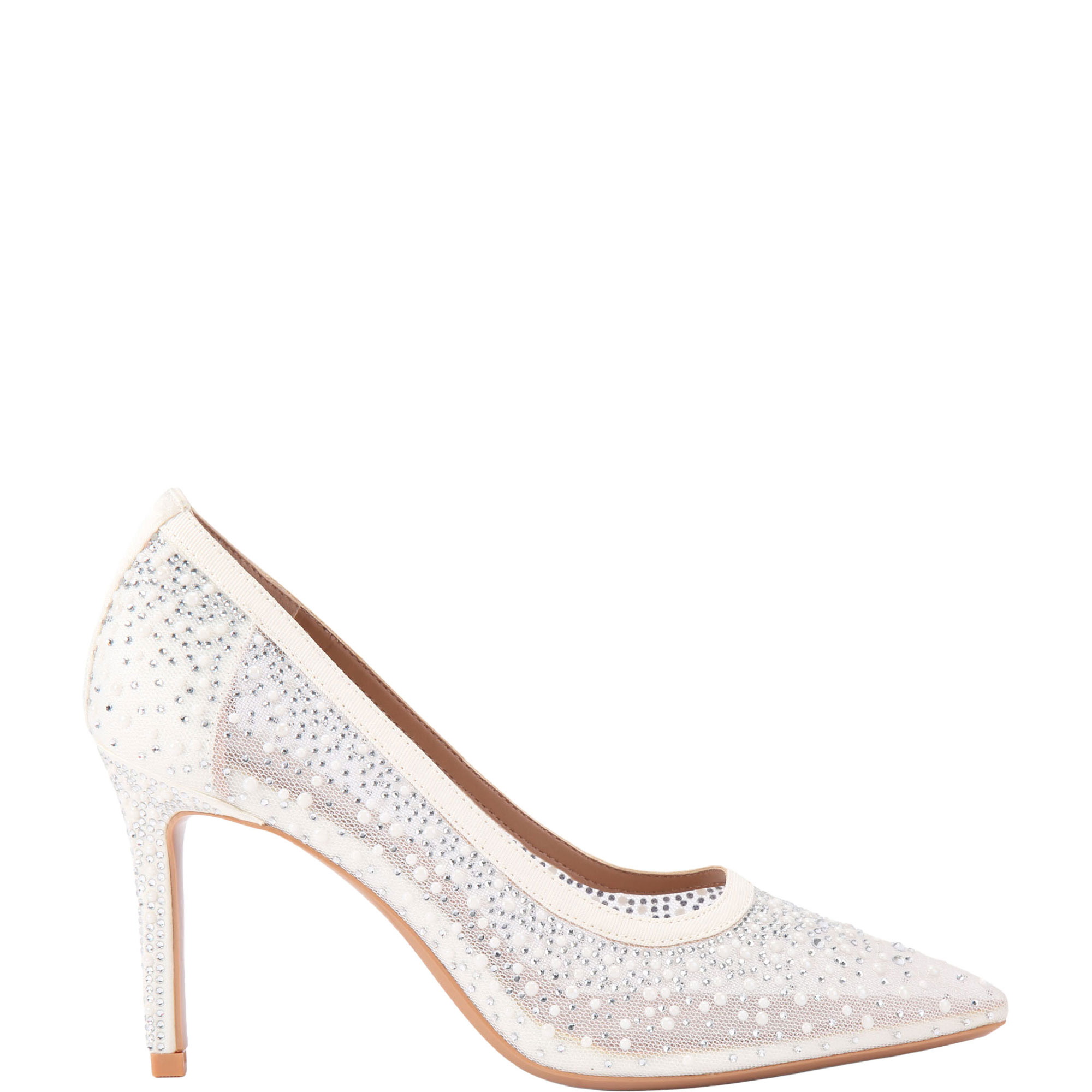 Lovebird Embellished Mesh Heels