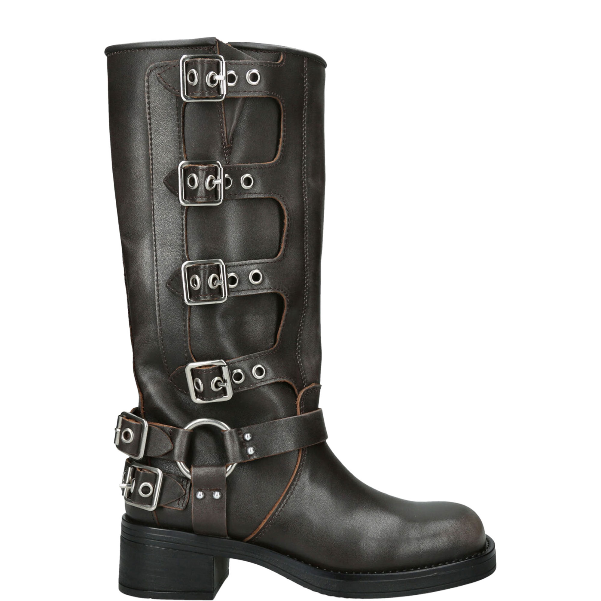 Rocky Buckle Knee-High Boots