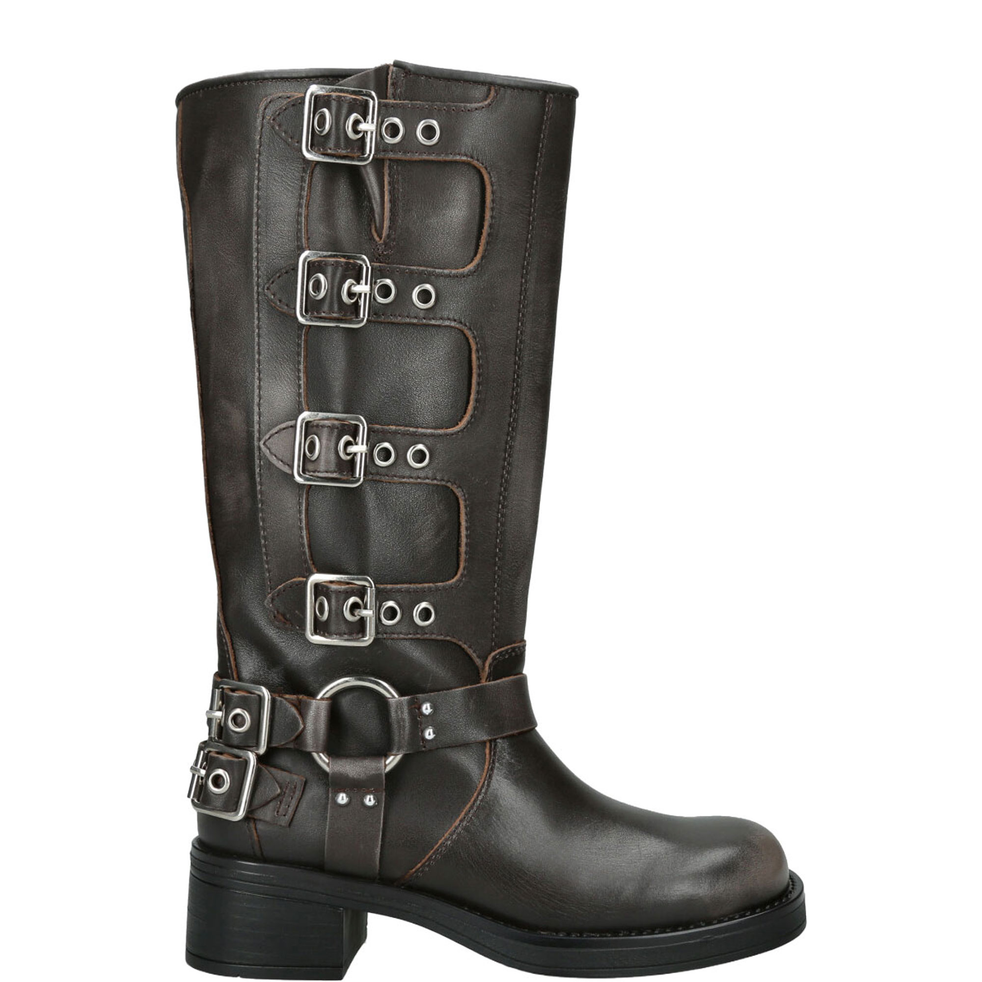 Rocky-W Buckle Knee-High Boots