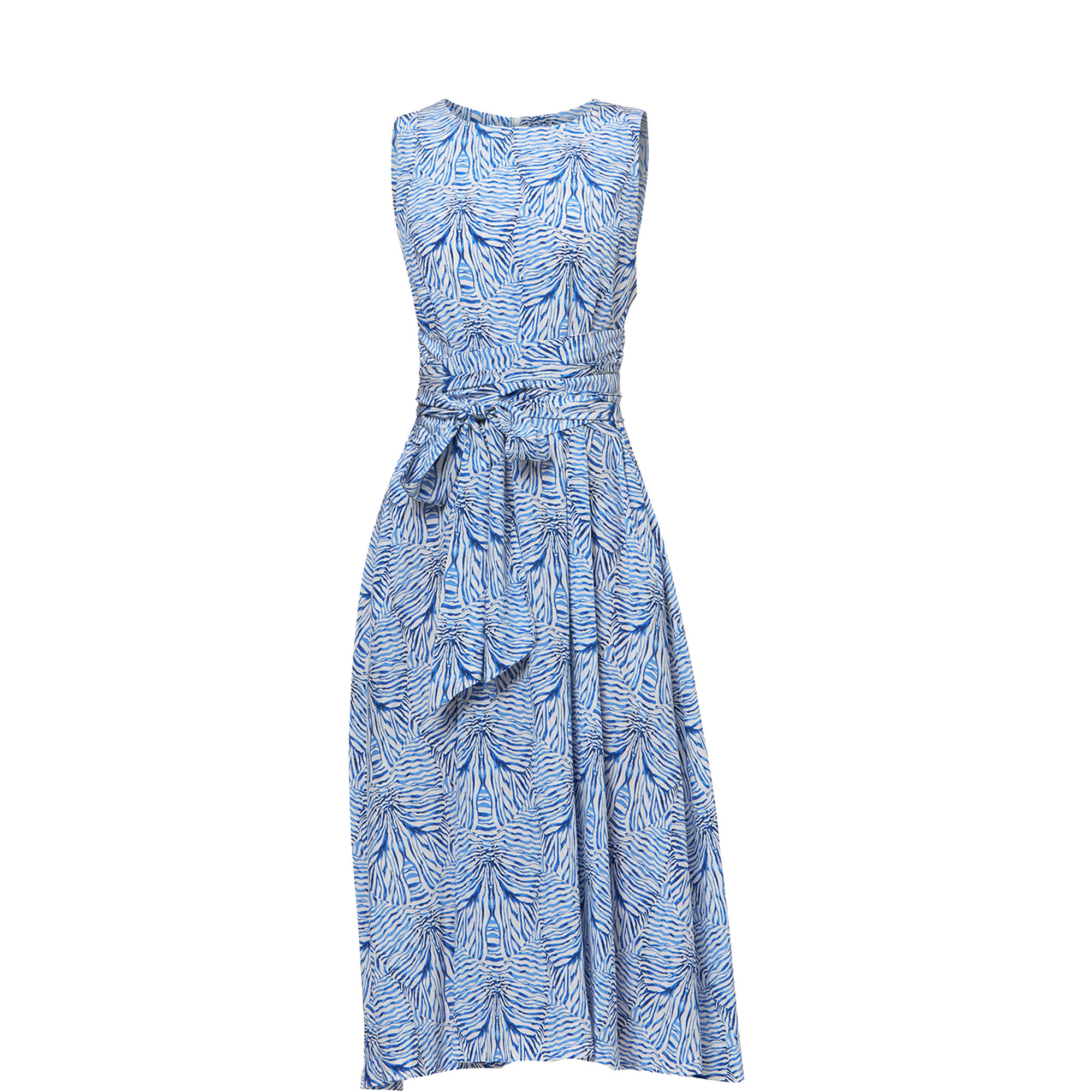 Avril Stripe & Bow Silk Flared Dress