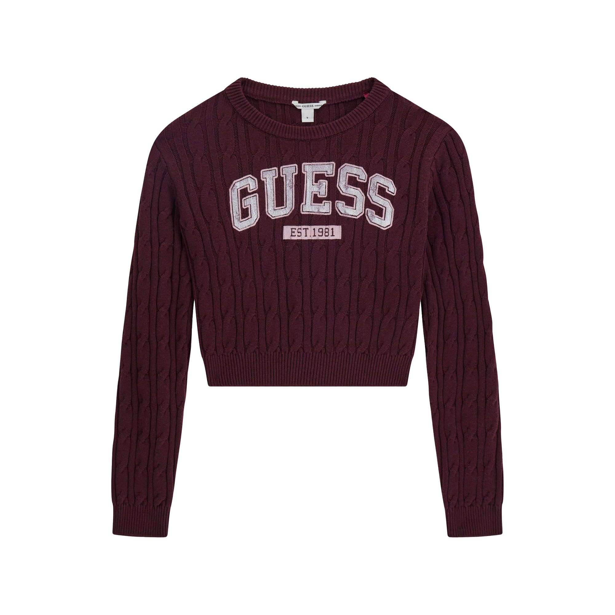 Guess Cable Knit Cropped Sweater