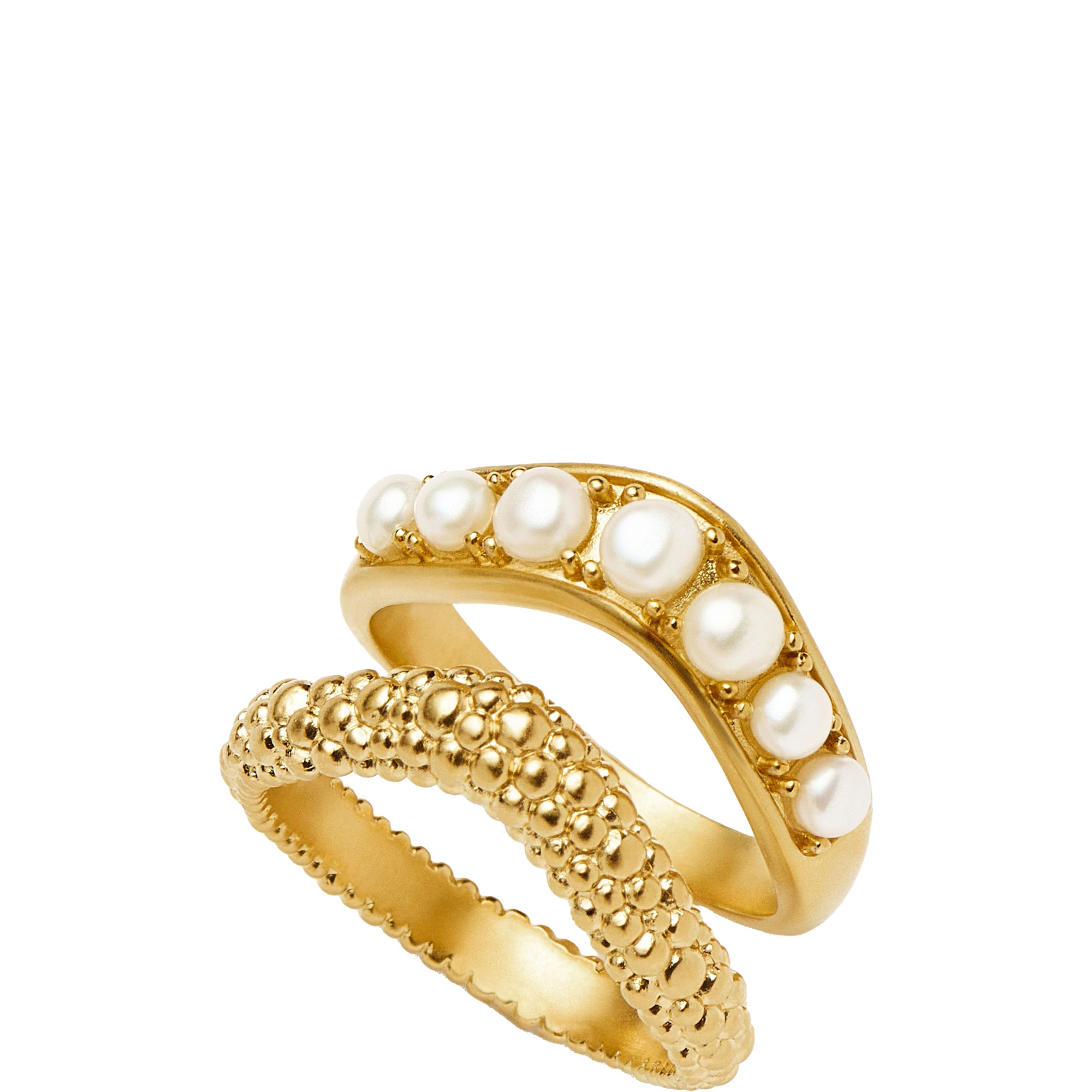 Two-Piece Pearl Baya Stacking Ring Set