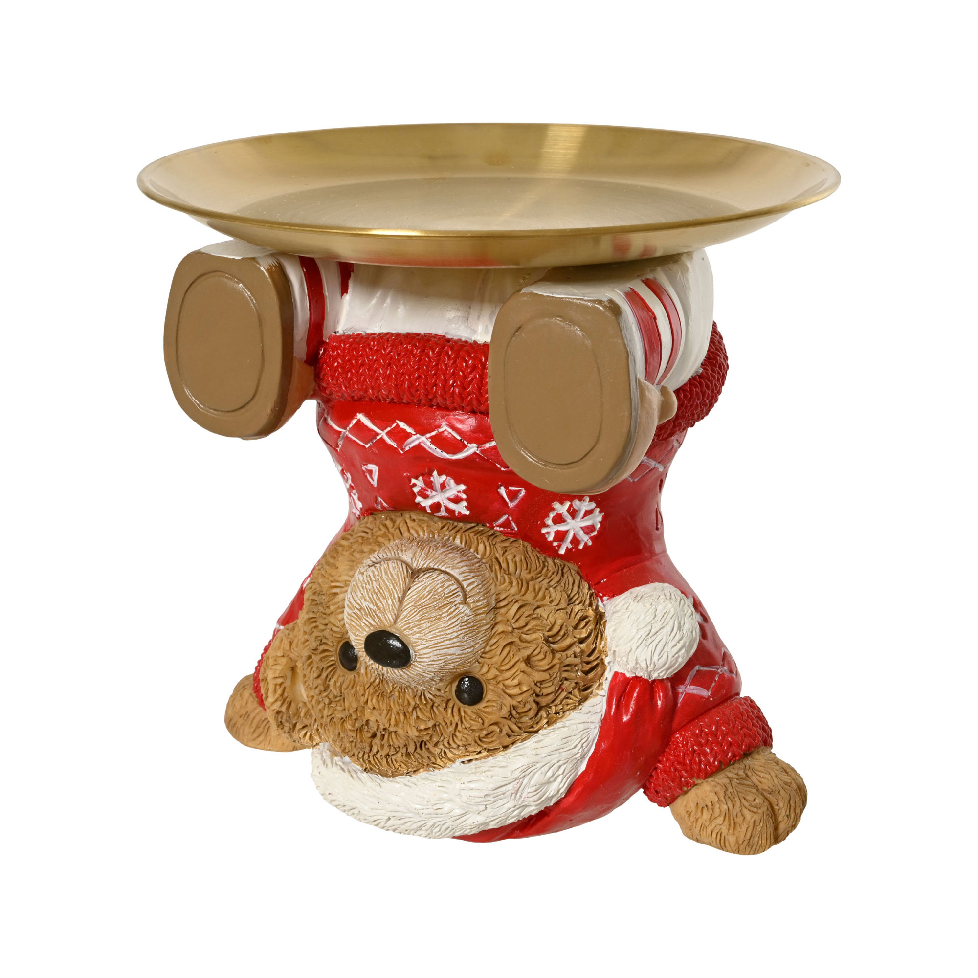 Decoris Weihnachtsdeko Serviertablett mit Bär 20 x 20 x 18,5 cm rot - Image 3