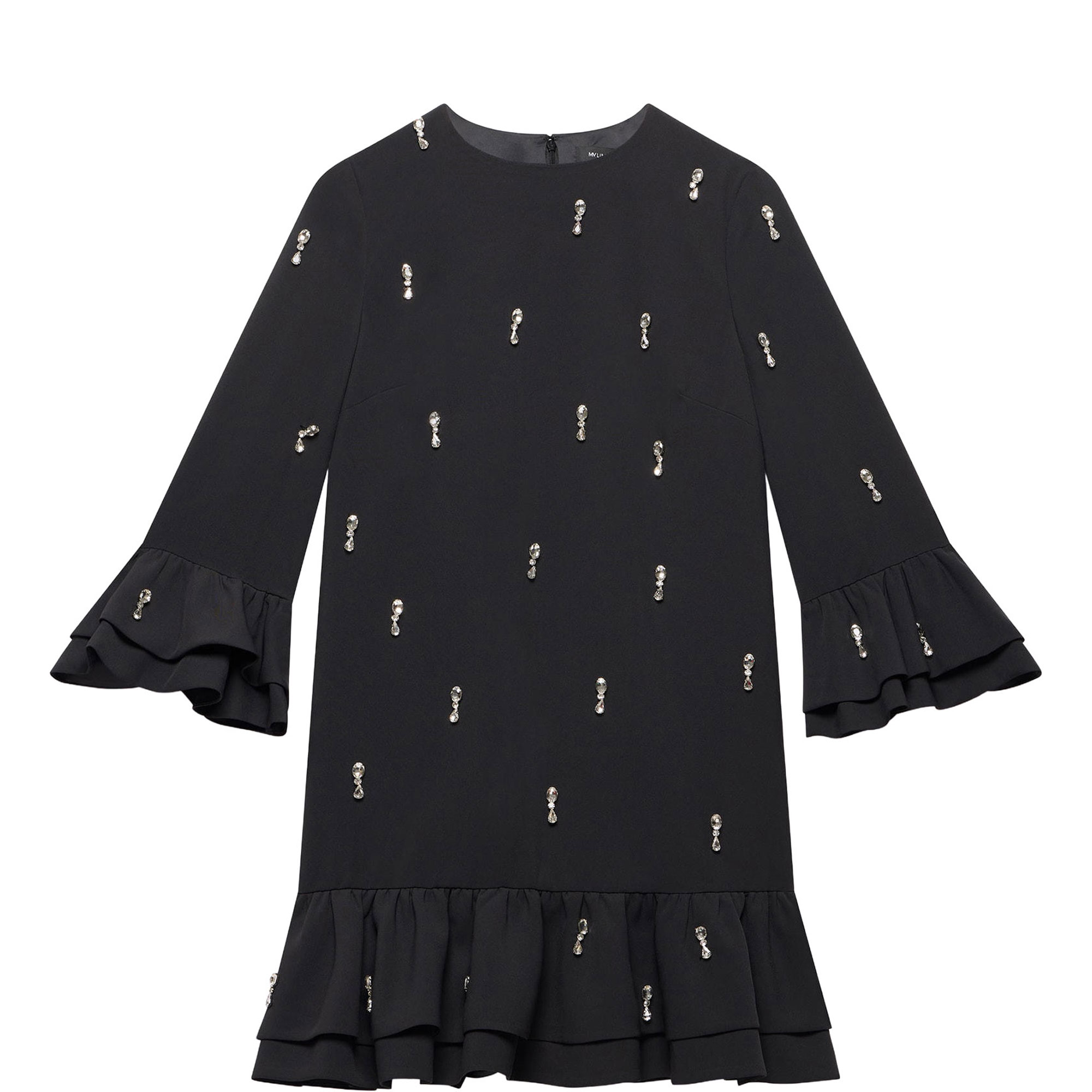 Embellished Frill Mini Flared Dress