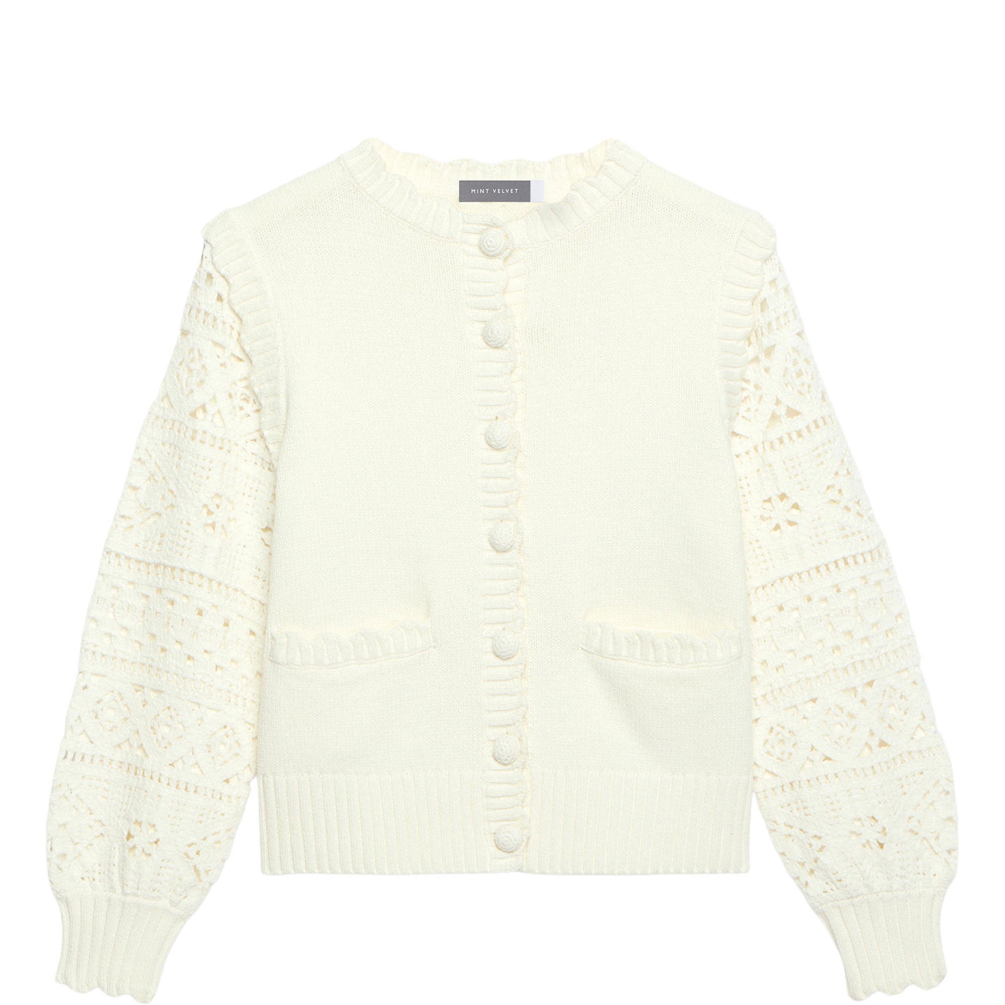 Crochet Detail Knitted Cardigan