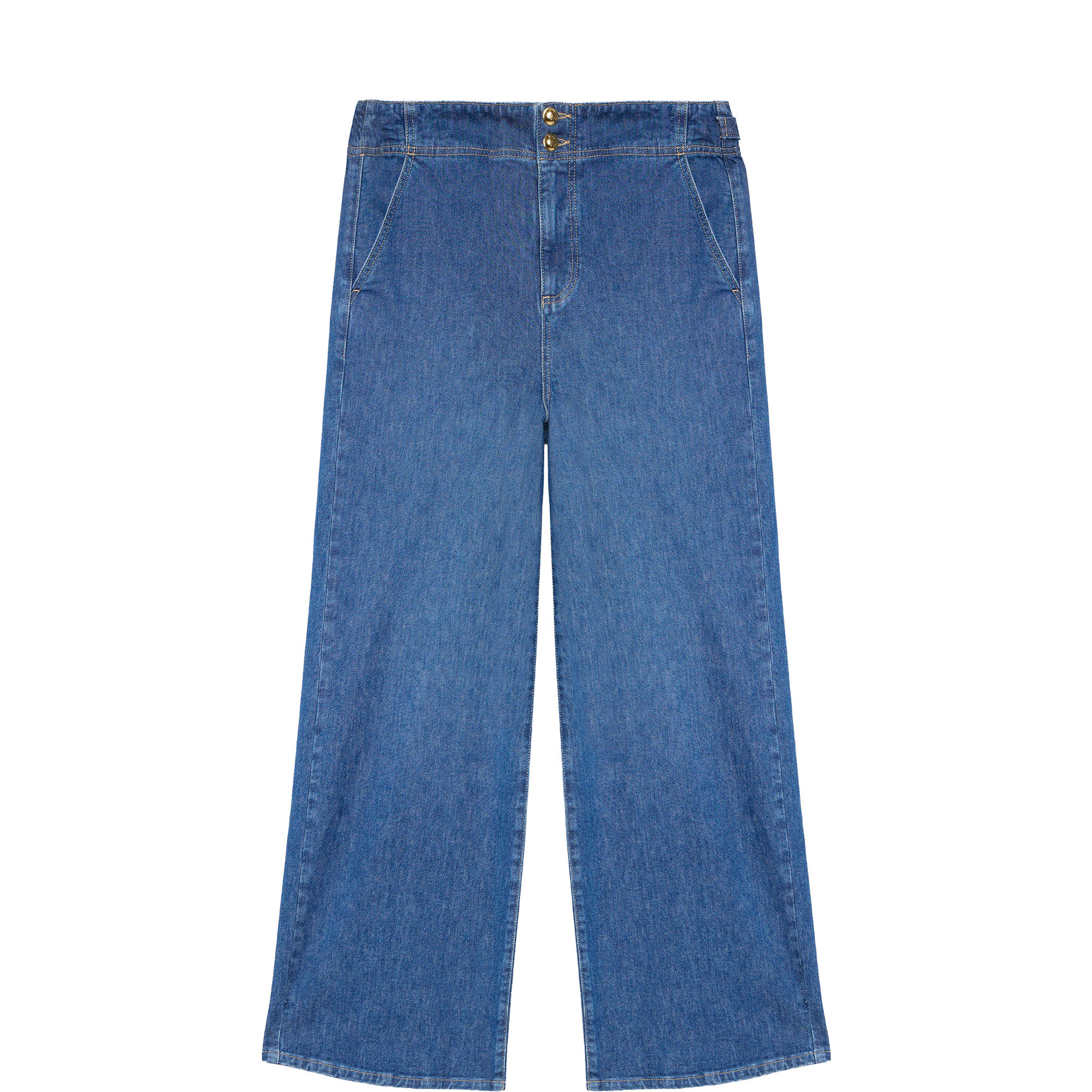 Buckle Detail Wide Leg Jeans