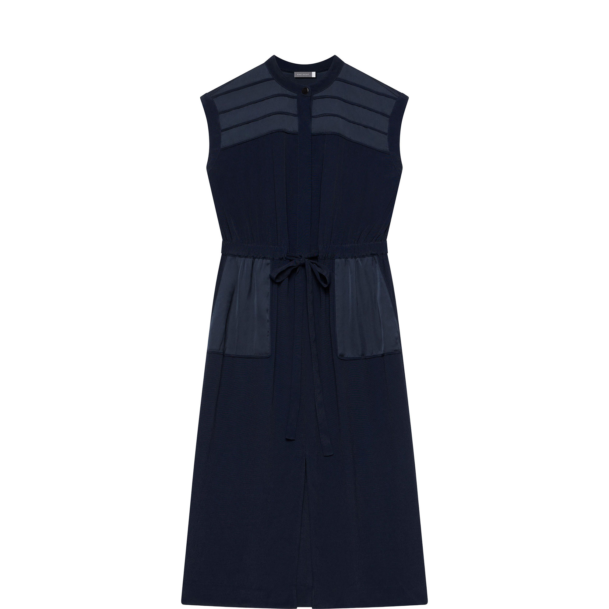 Utility Satin Panel Flared Dress