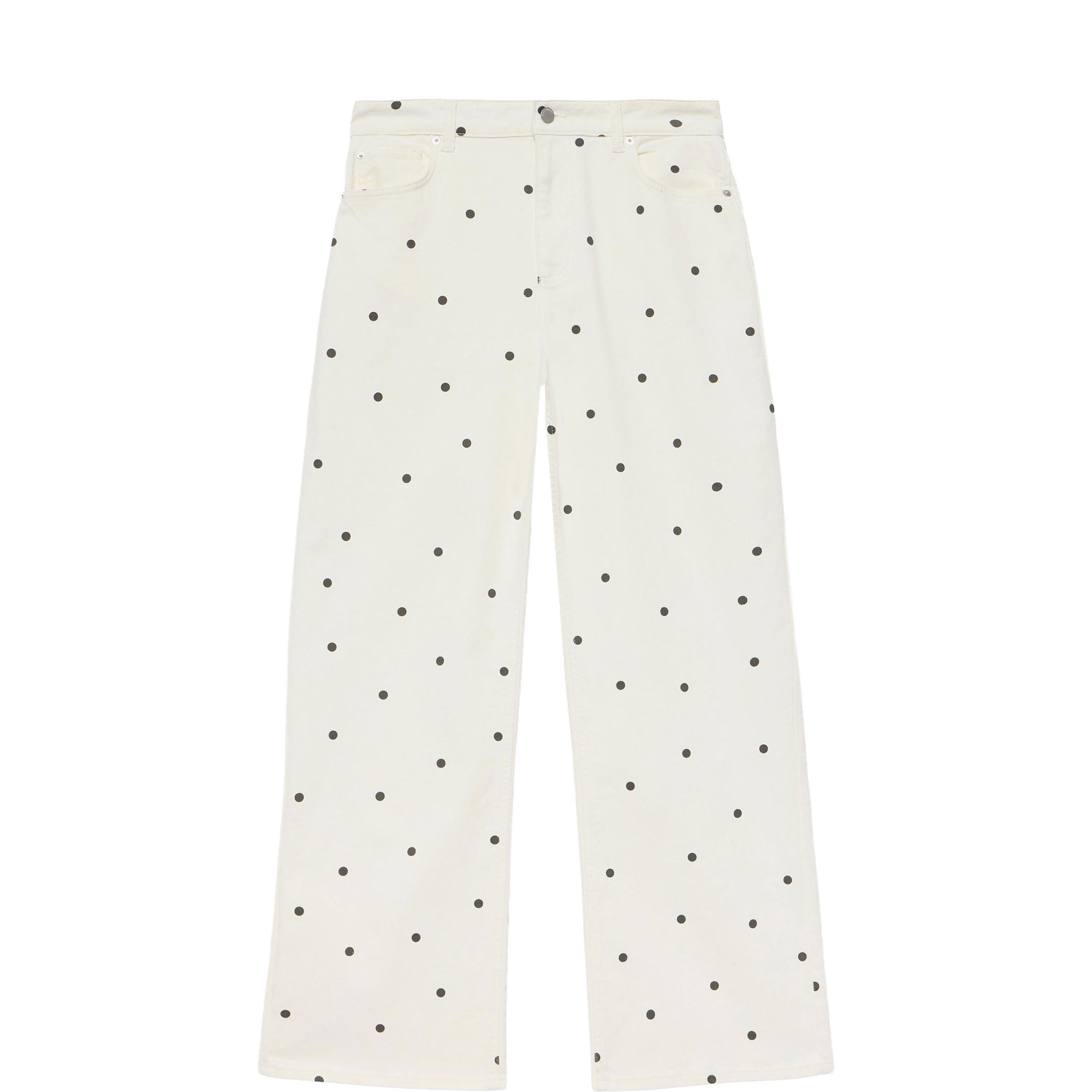 Polka Dot High-Rise Straight Leg Jeans