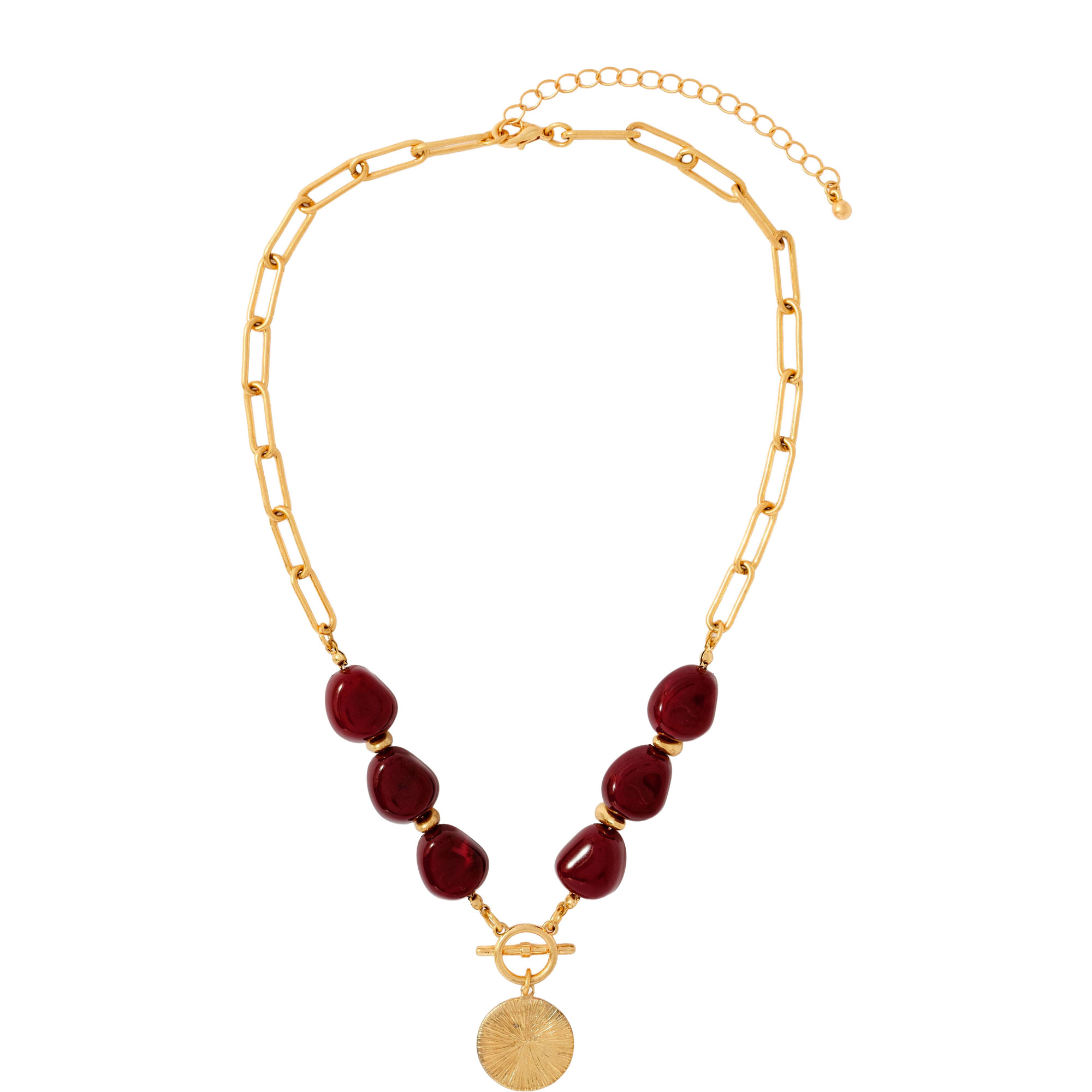 Beaded Coin Pendant Necklace