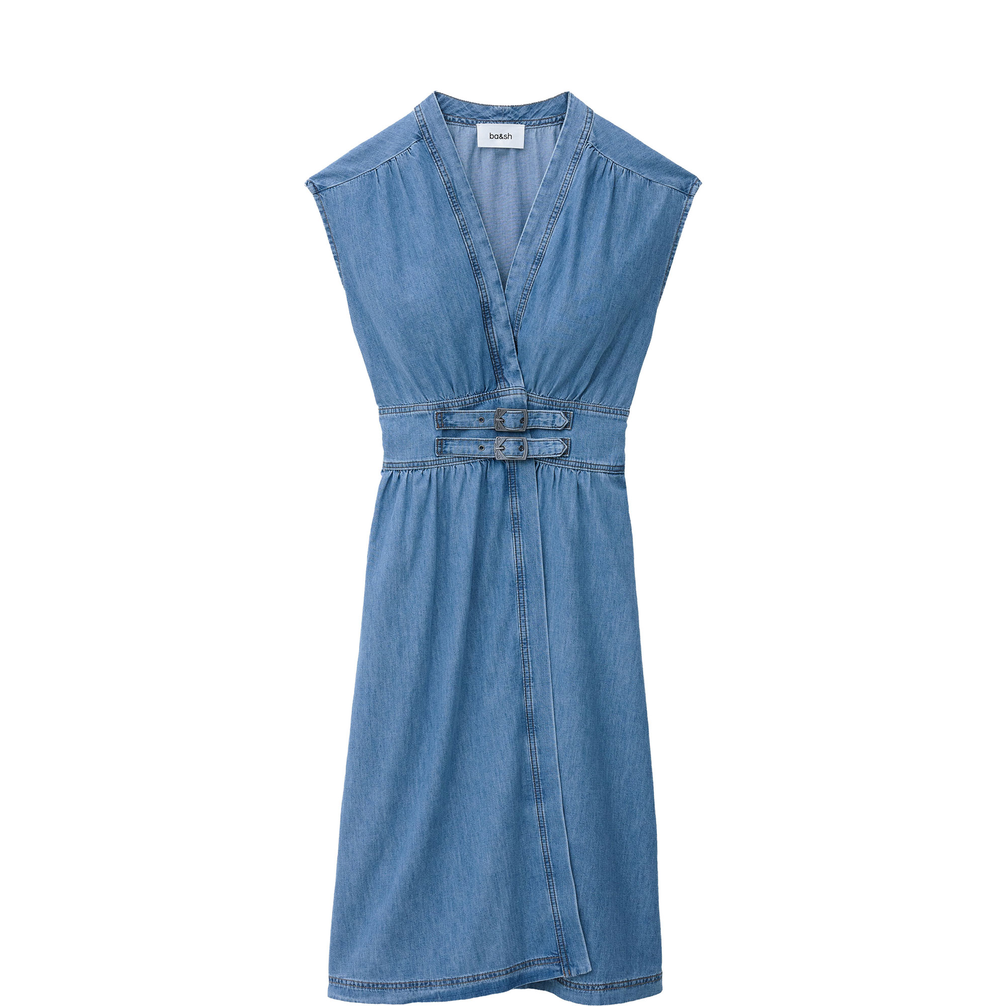 Love Buckle Wrap Flared Dress