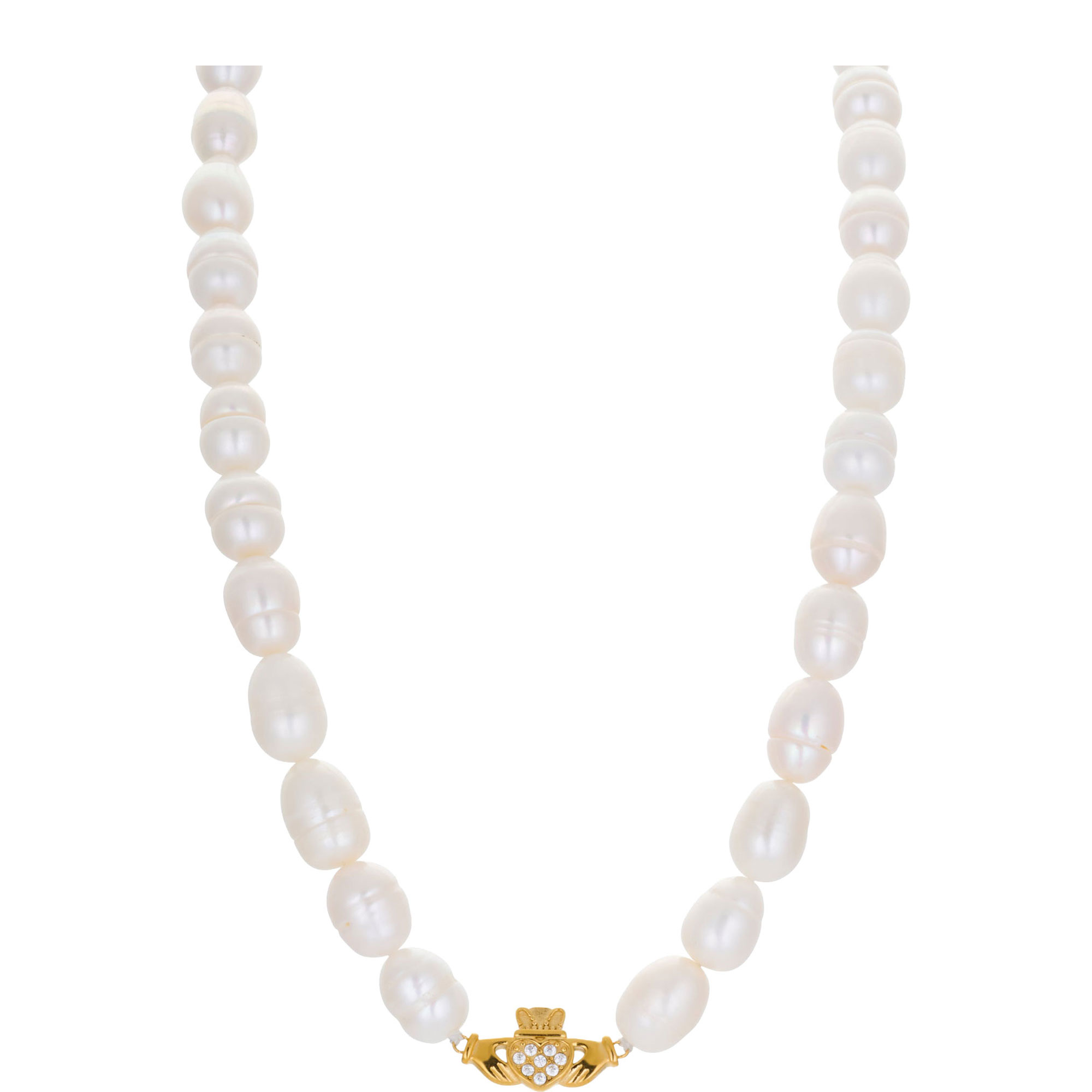 Heart Crown Claddagh Pearl Necklace