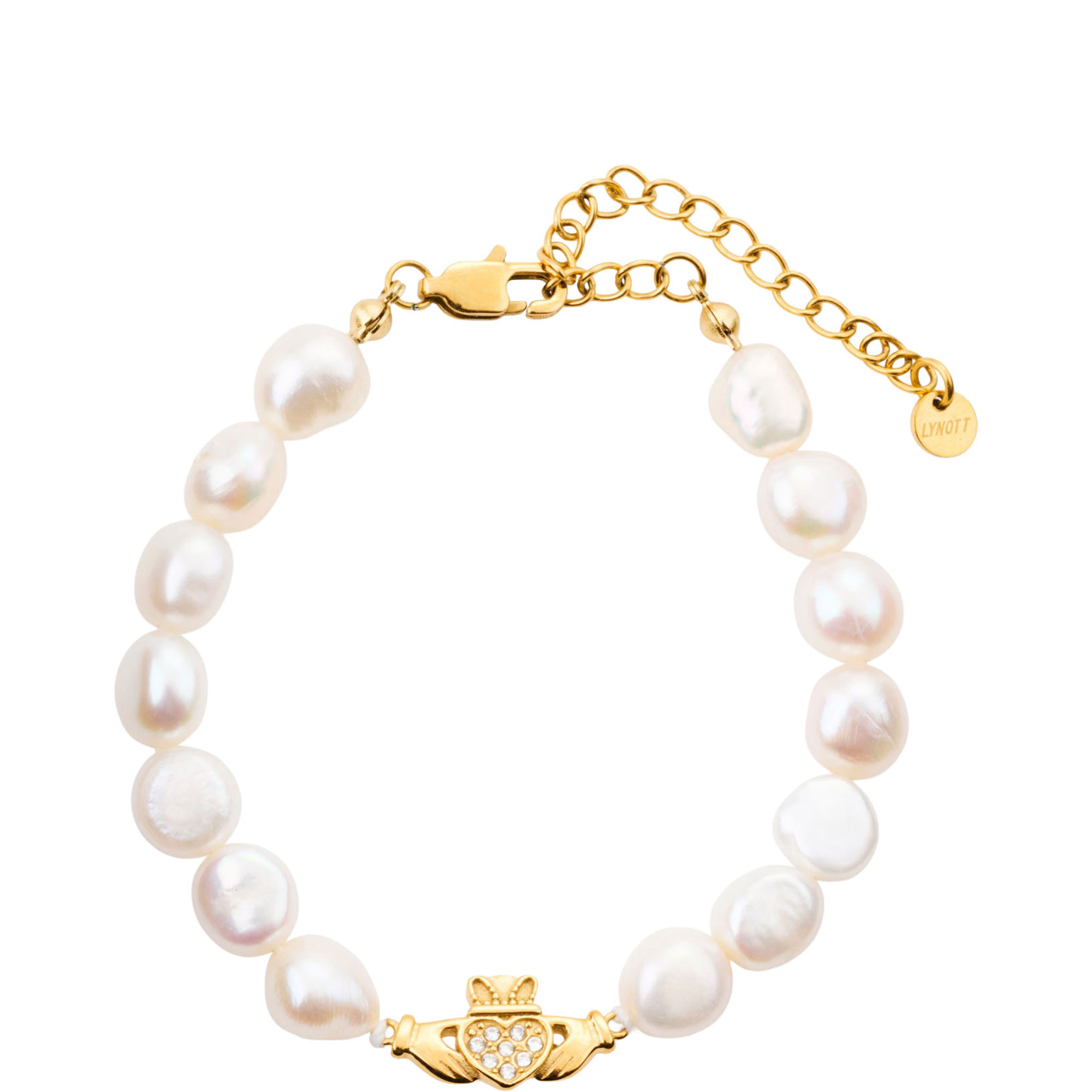 Heart Crown Claddagh Pearl Bracelet