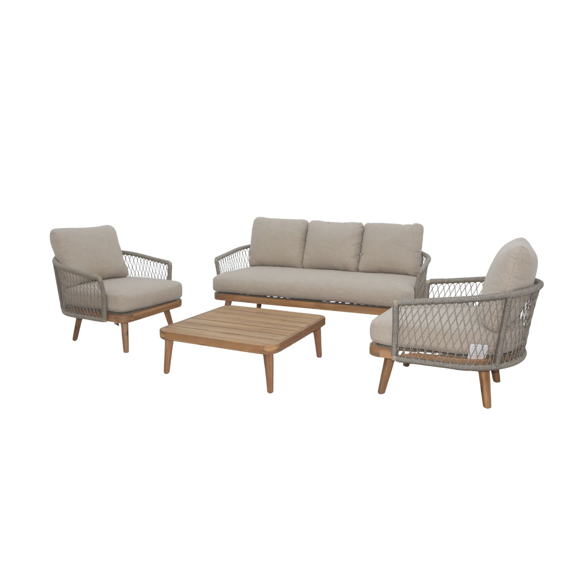 Ophelia Garden 4-Piece Lounge Set Latte & Woven Sand