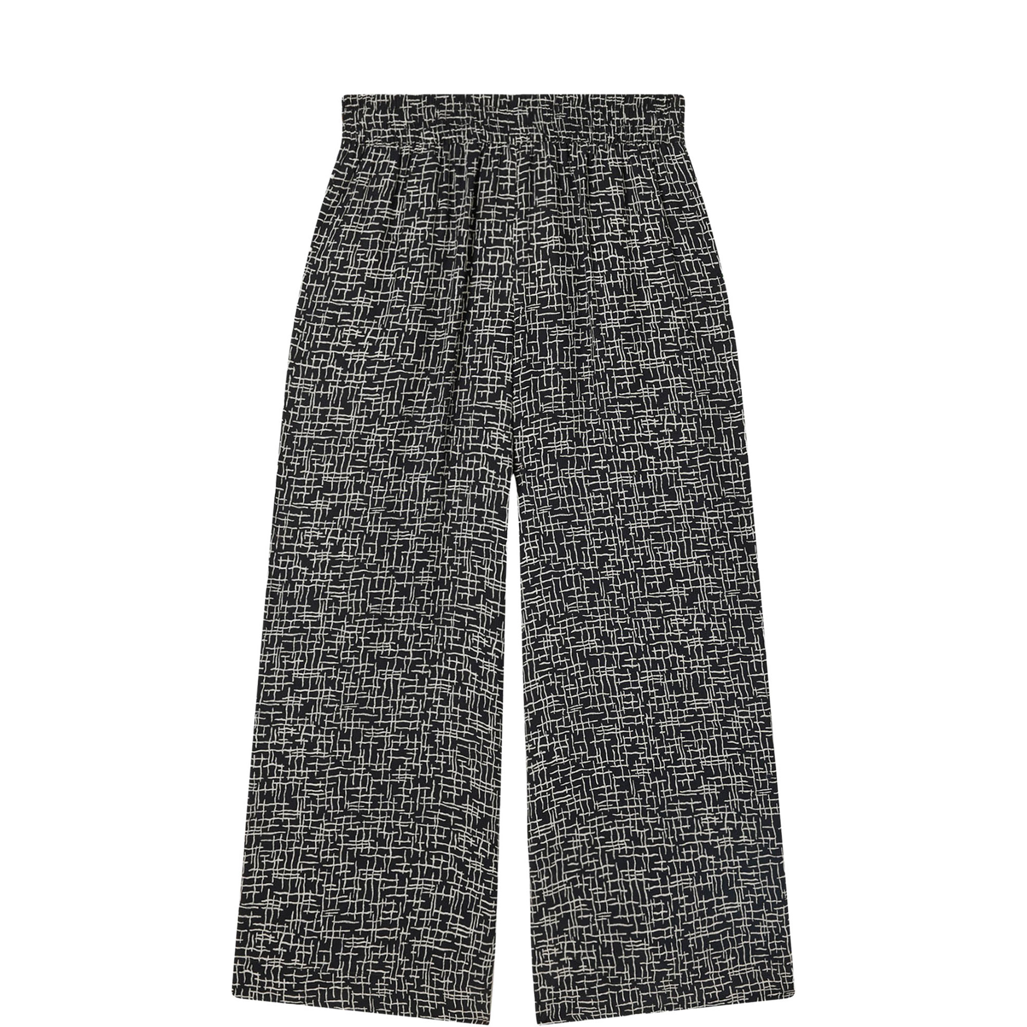 Grid Wide Leg Cropped Trousers