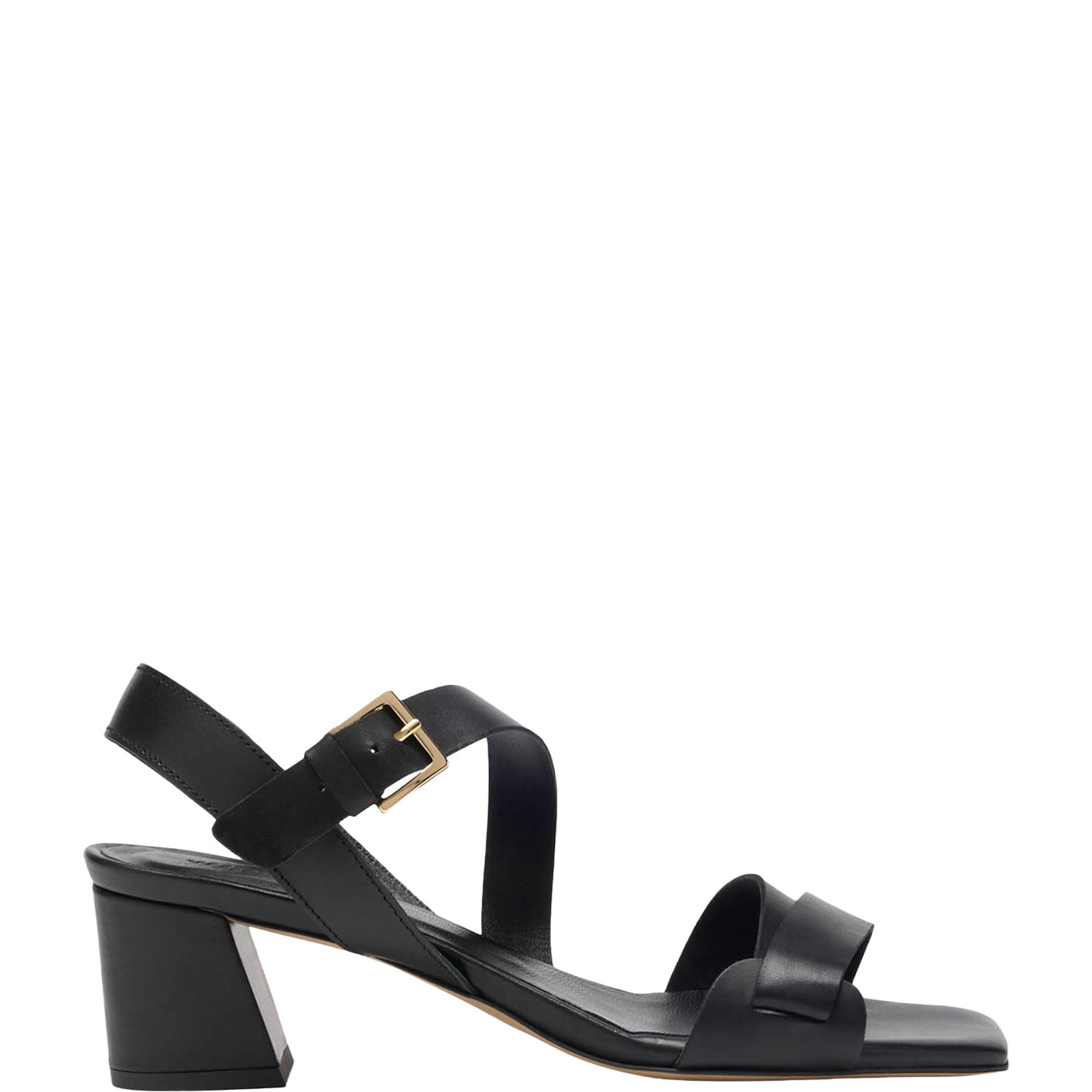 Asymmetric Buckle Block Heels