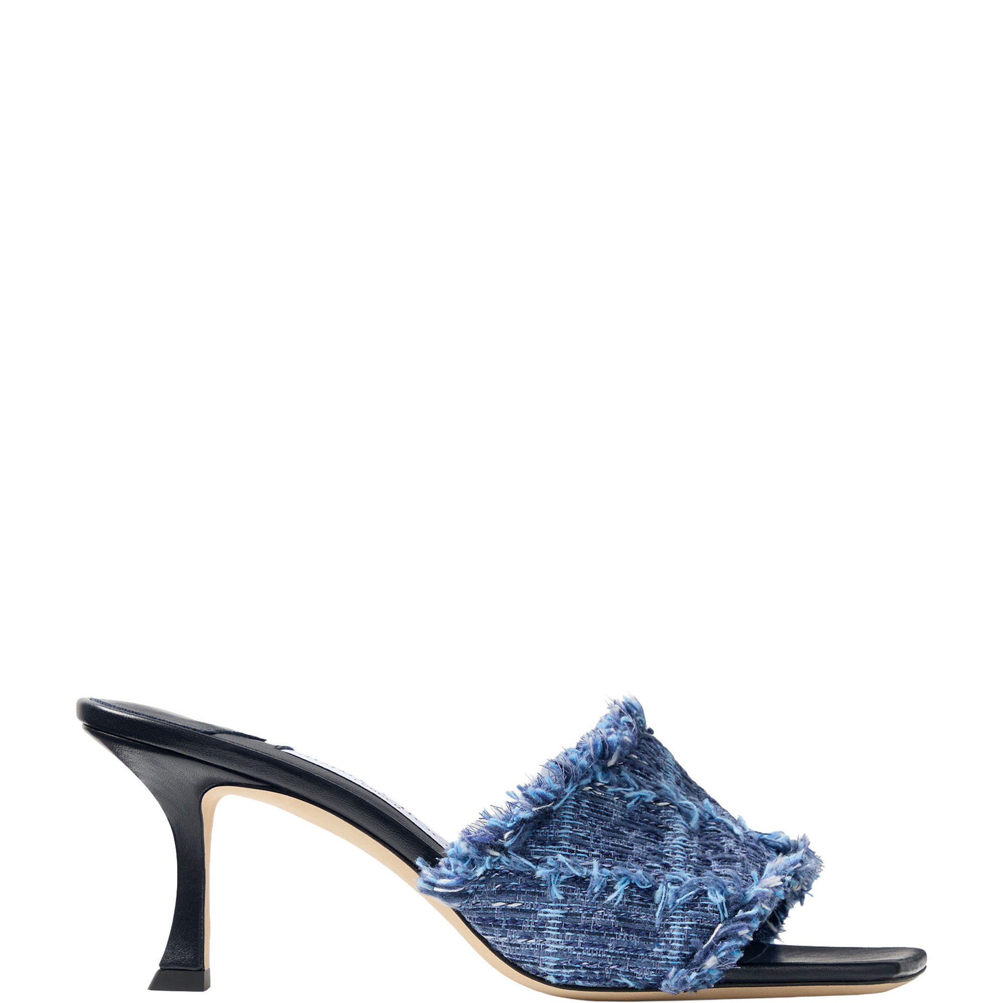 Alexia 70 Crosshatch Denim Mules