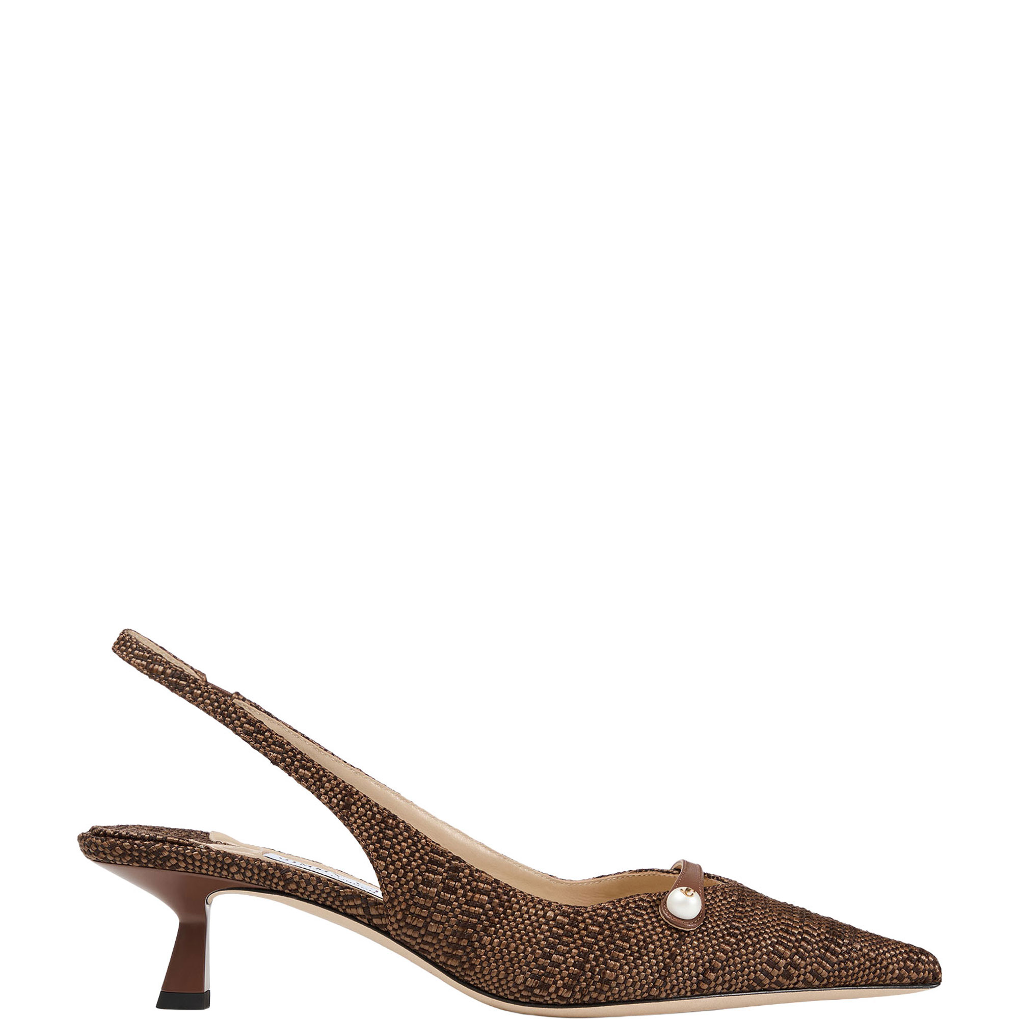 Amita 45 Raffia Slingback Kitten Heels