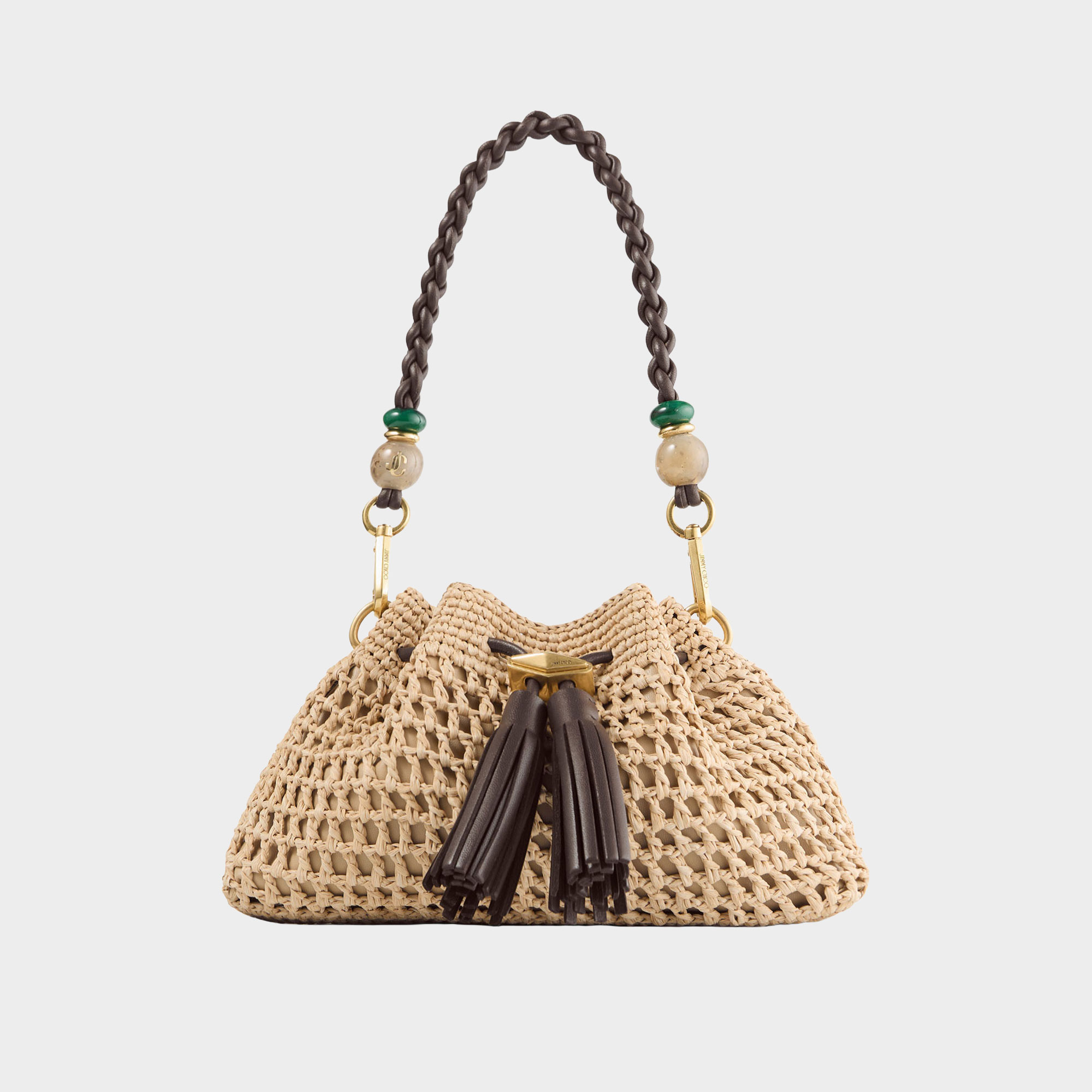 Cinch Small Crochet Raffia Shoulder Bag