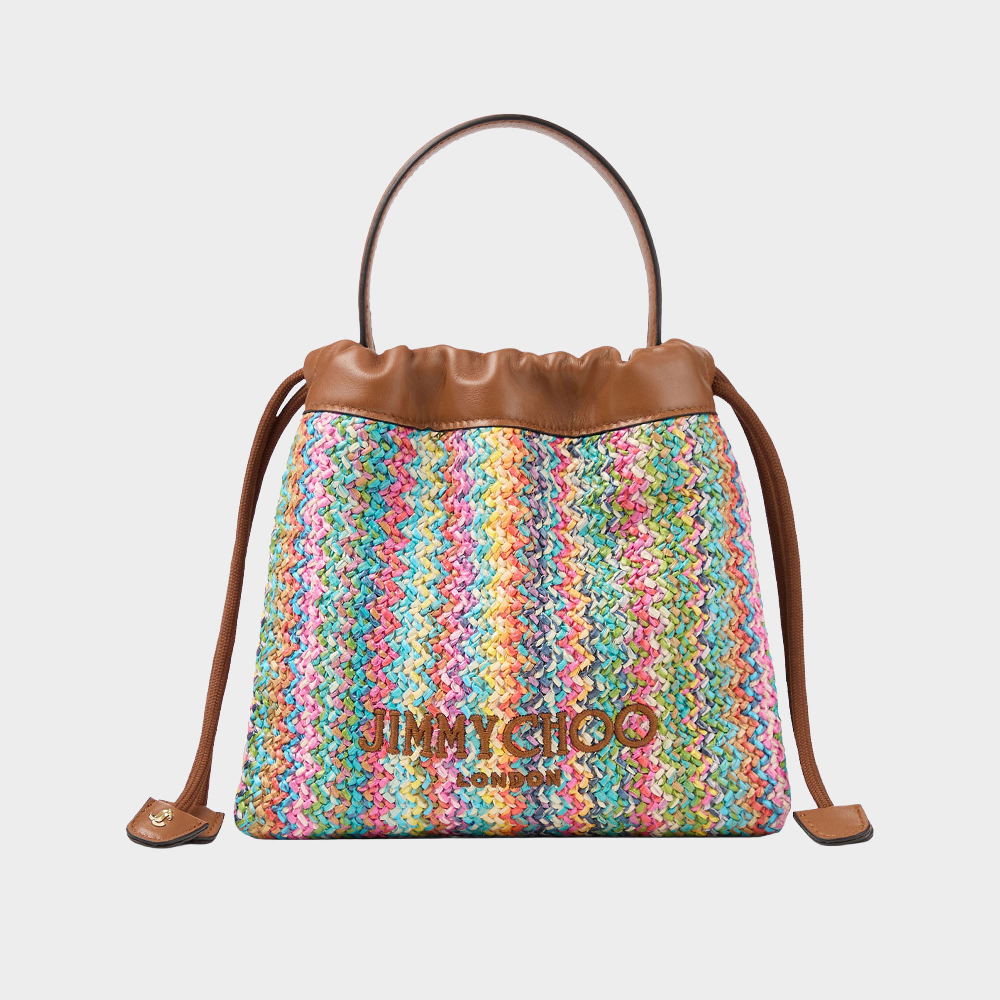 Chevron Raffia Drawstring Pouch