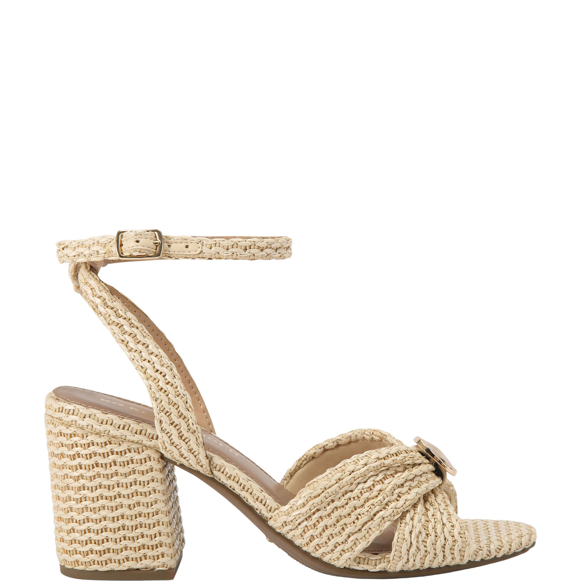Muna Cross Strap Raffia Heeled Sandals