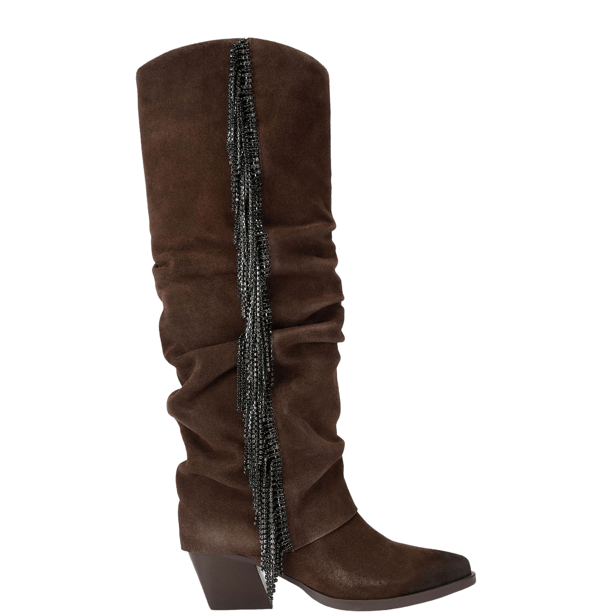 Tempt Crystal Tassels Knee-High Boots