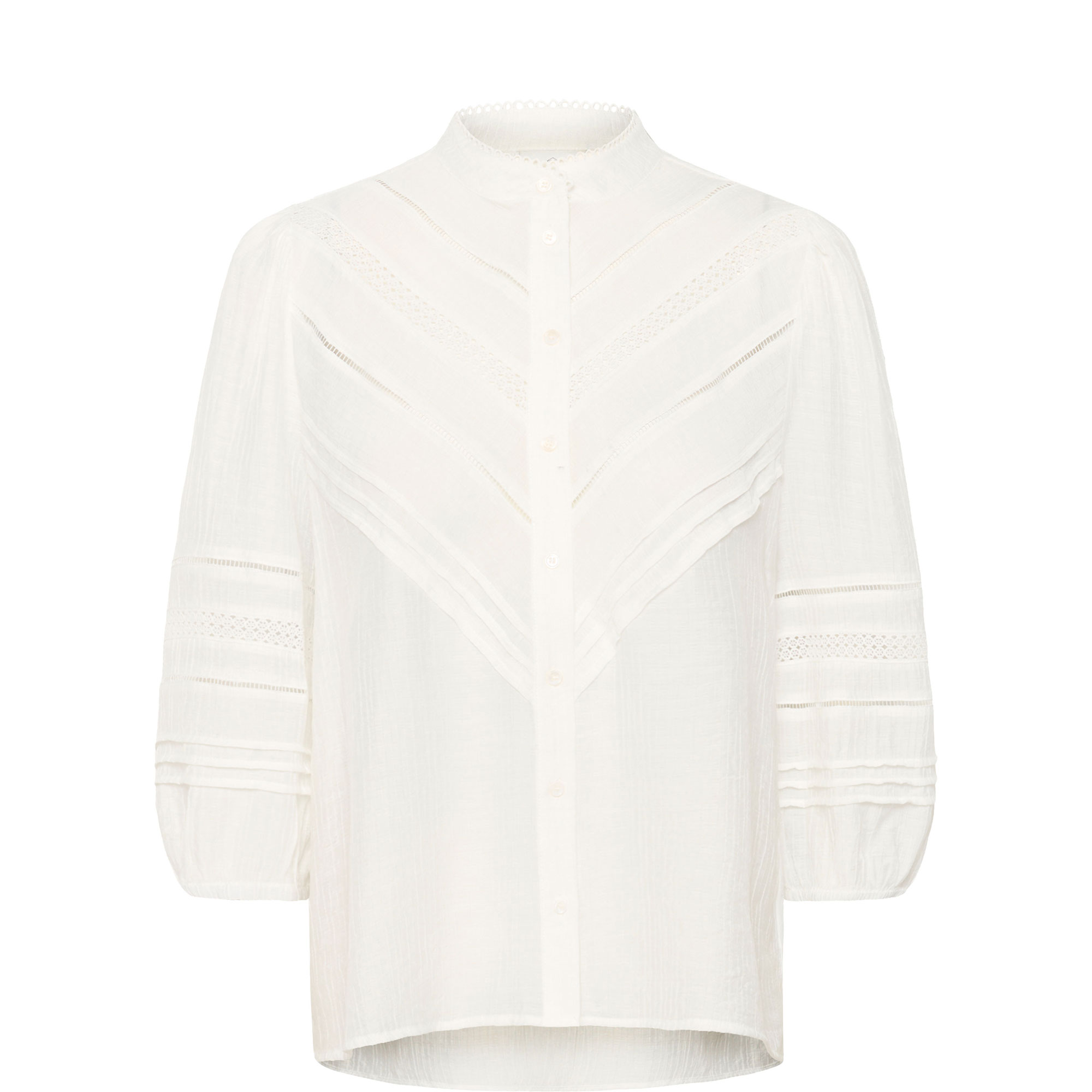 Liva Sheer Lace Chevron Blouse