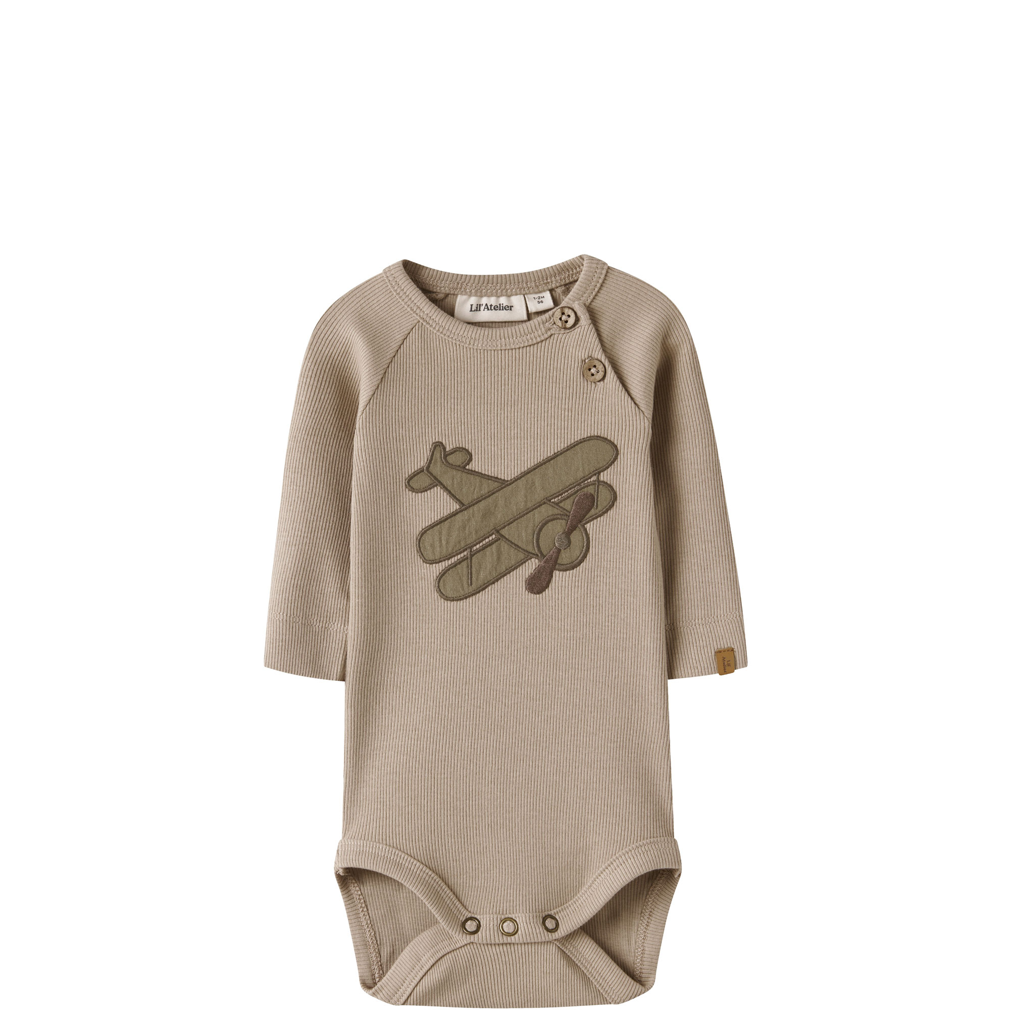 Plane Graphic Rib-Knit Romper