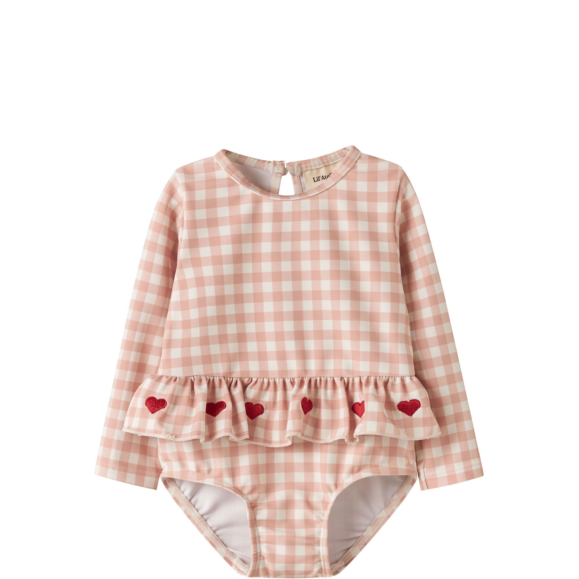 Ruffle Detail Check Print Swimsuit