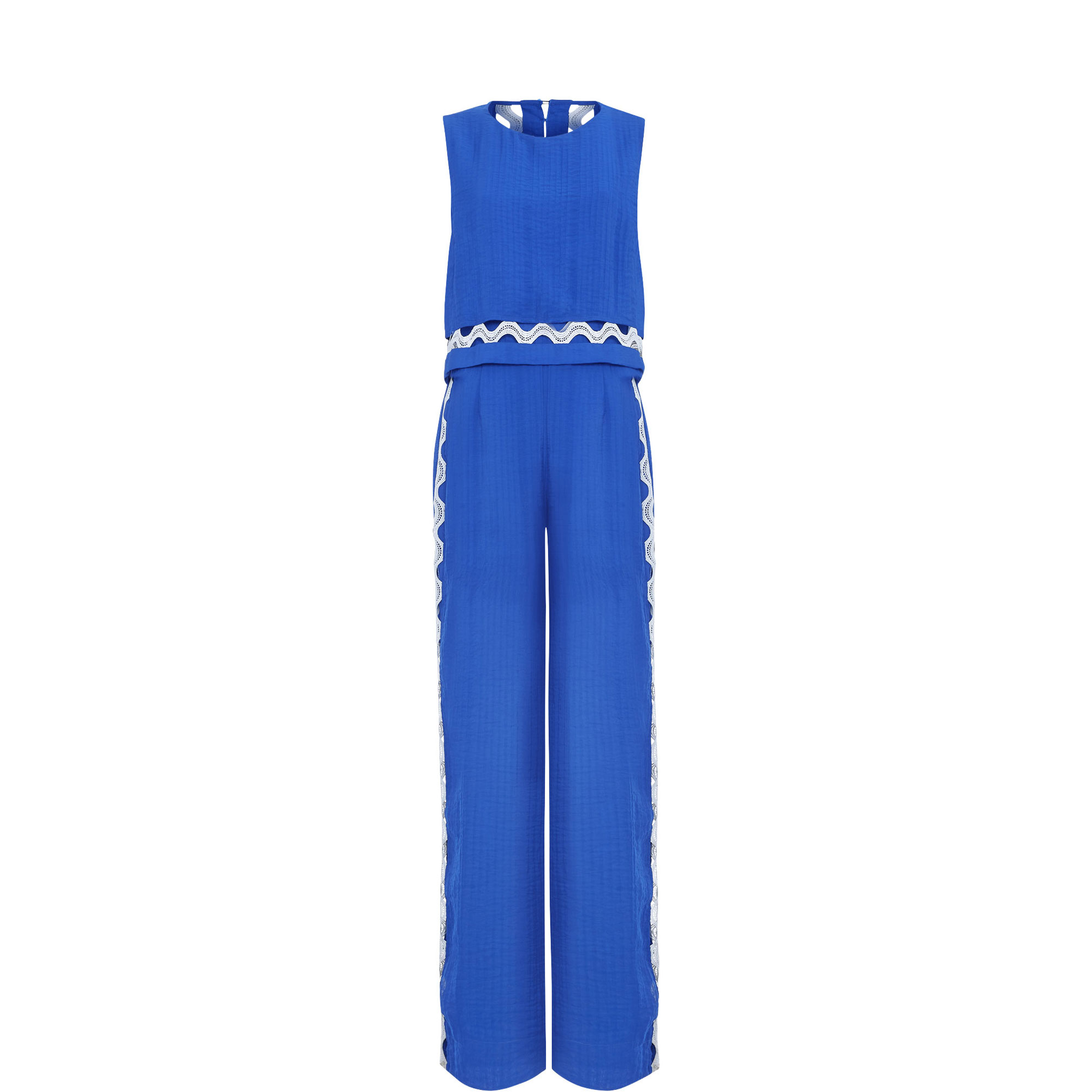 Aubrey Scallop Trim Wide Leg Jumpsuit