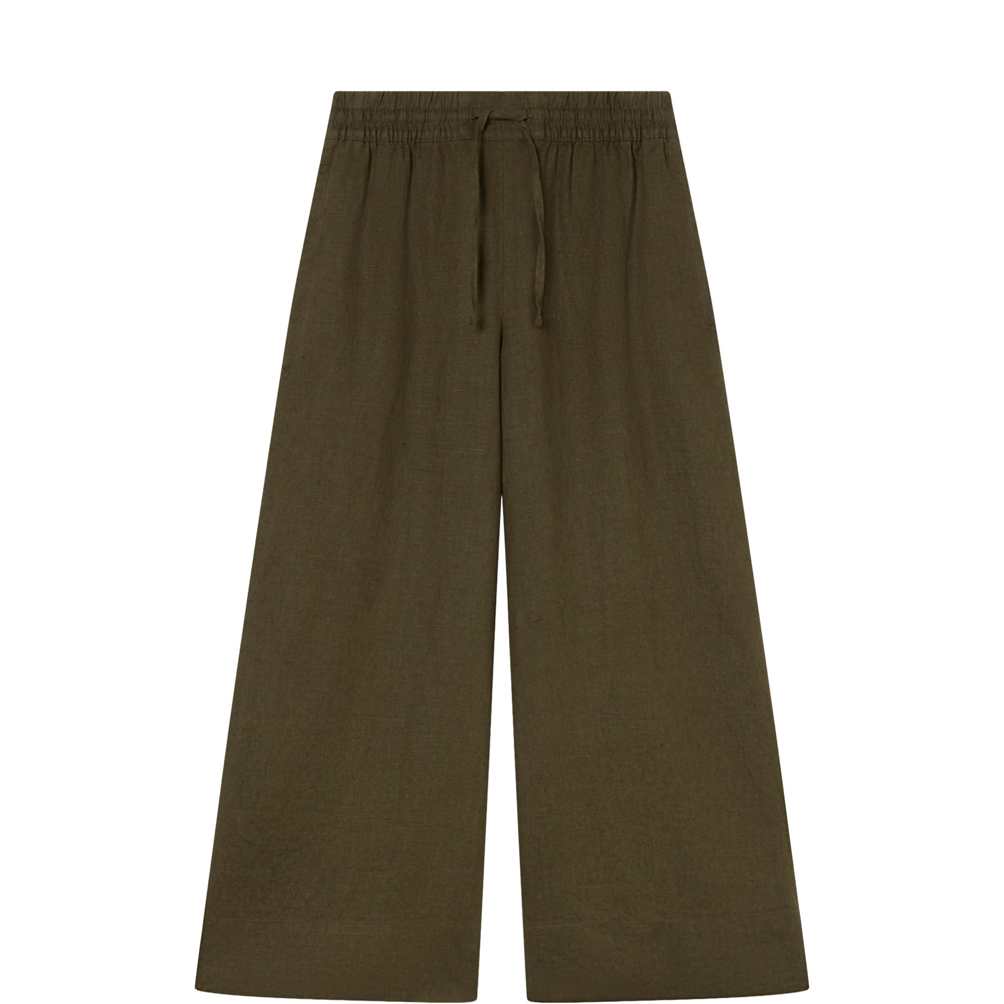 Drawstring Linen Cropped Trousers